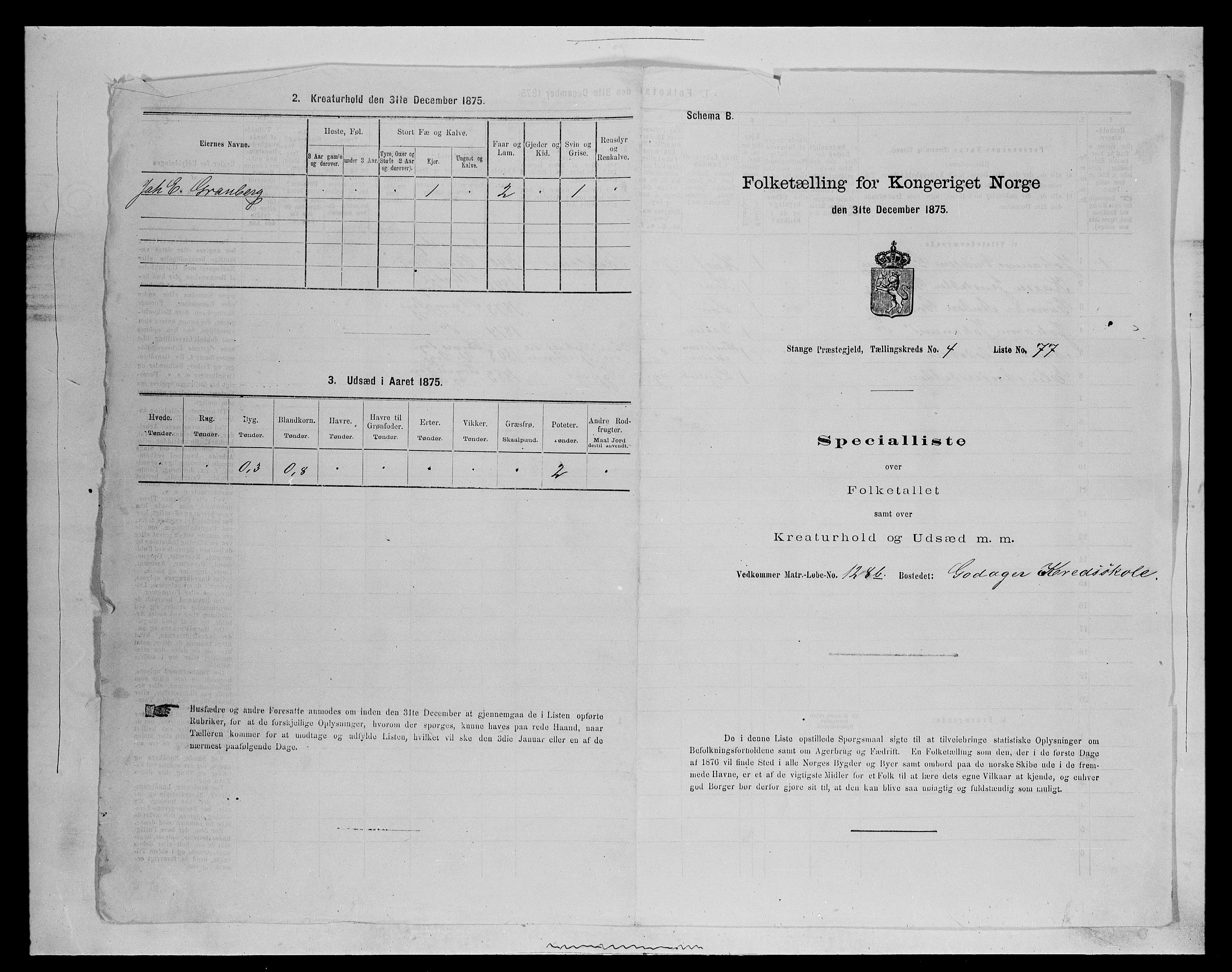 SAH, 1875 census for 0417P Stange, 1875, p. 760