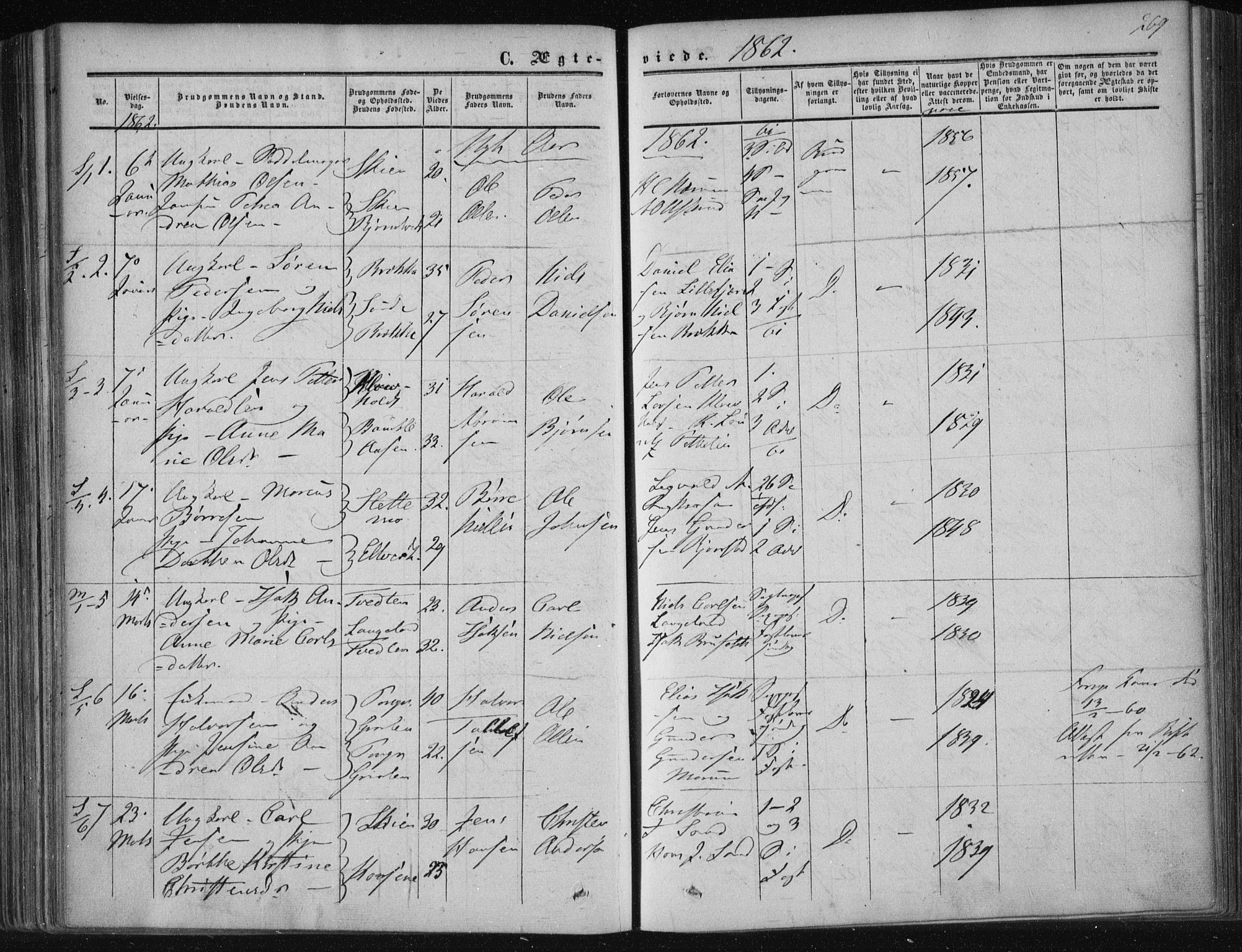 Solum kirkebøker, SAKO/A-306/F/Fa/L0007: Parish register (official) no. I 7, 1856-1864, p. 269
