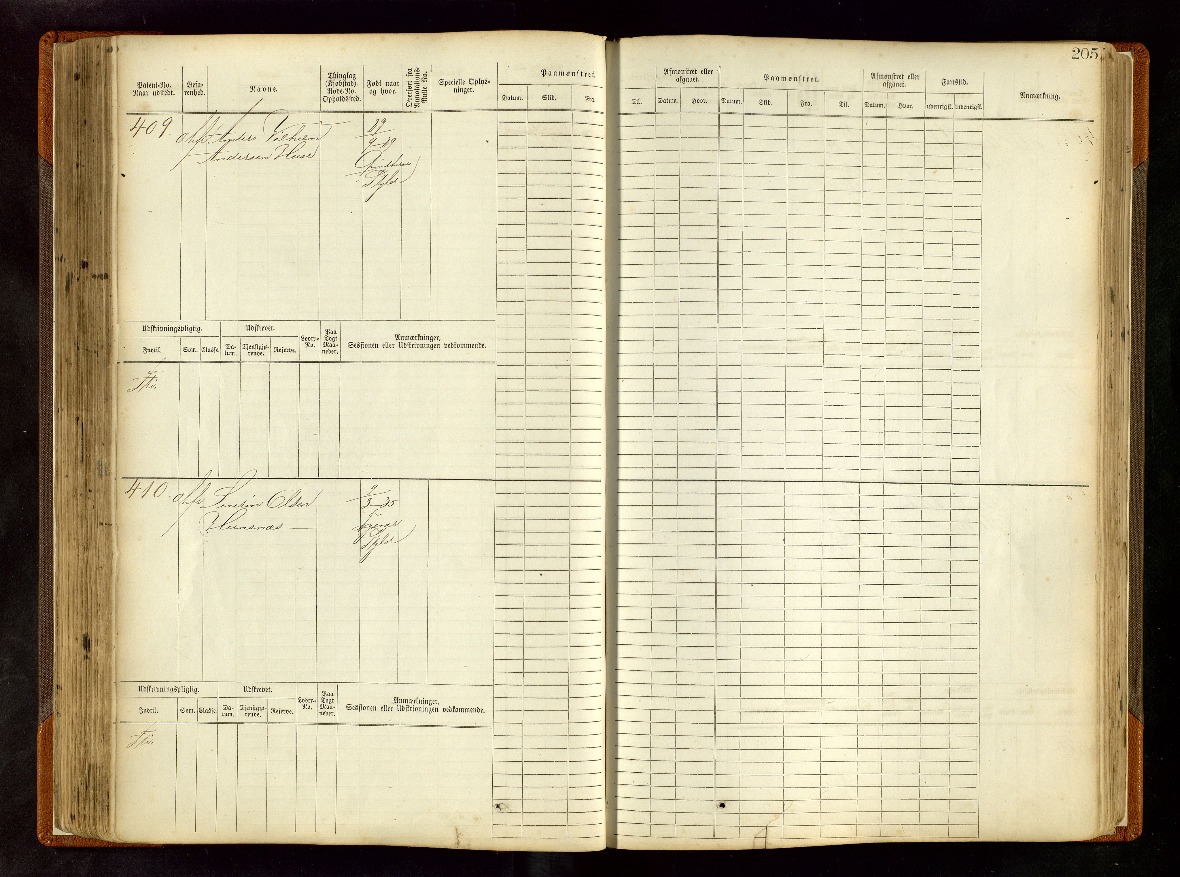 Haugesund sjømannskontor, AV/SAST-A-102007/F/Fb/Fbb/L0005: Sjøfartsrulle Haugesund krets nr. 1-1922, 1868-1948, p. 205