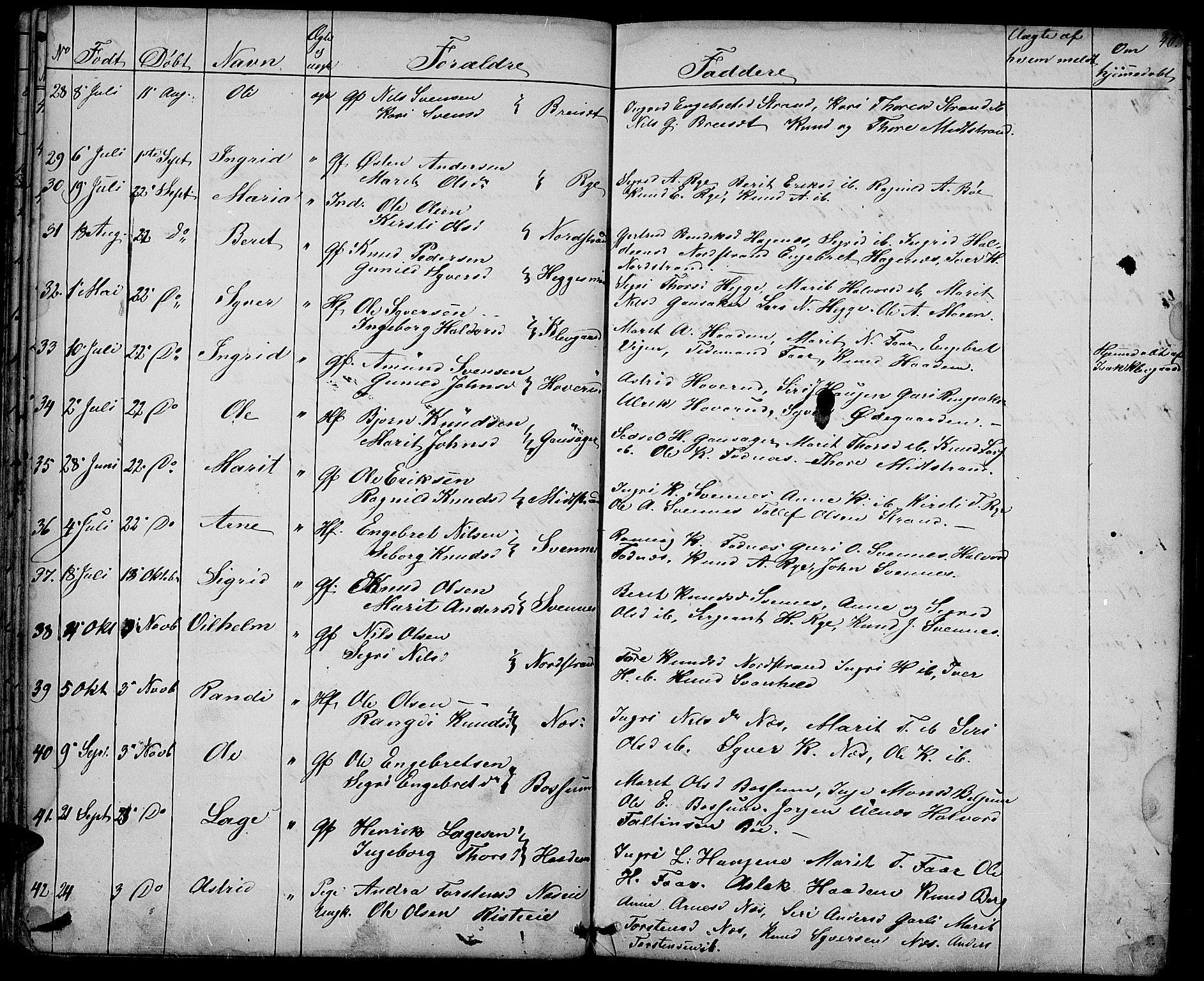 Nord-Aurdal prestekontor, SAH/PREST-132/H/Ha/Hab/L0003: Parish register (copy) no. 3, 1842-1882, p. 40