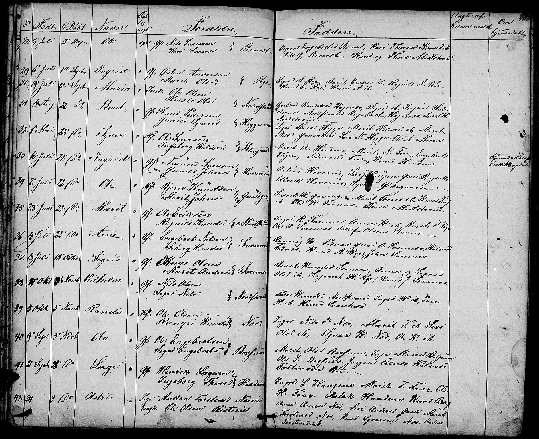 Nord-Aurdal prestekontor, AV/SAH-PREST-132/H/Ha/Hab/L0003: Parish register (copy) no. 3, 1842-1882, p. 40