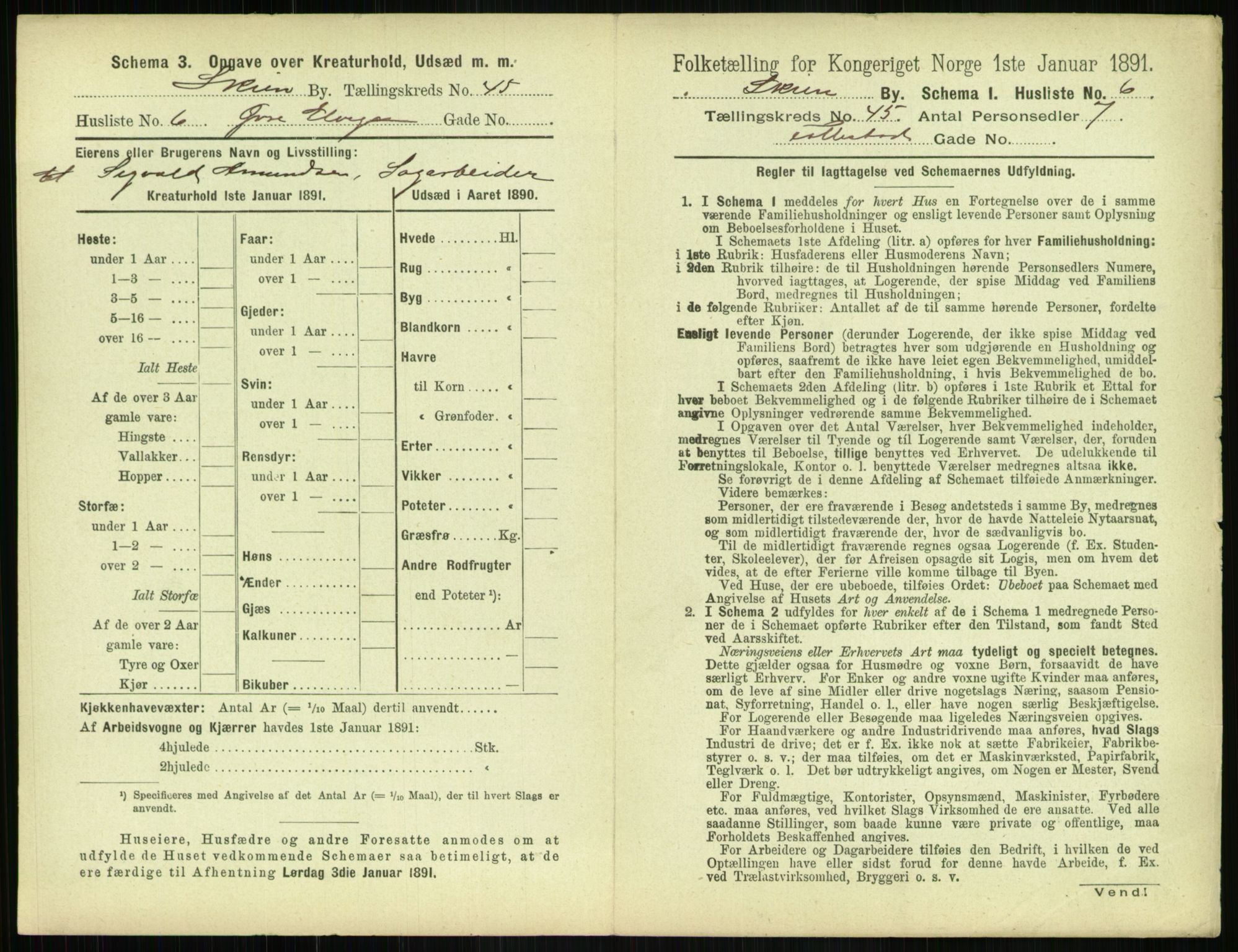 RA, 1891 census for 0806 Skien, 1891, p. 1576