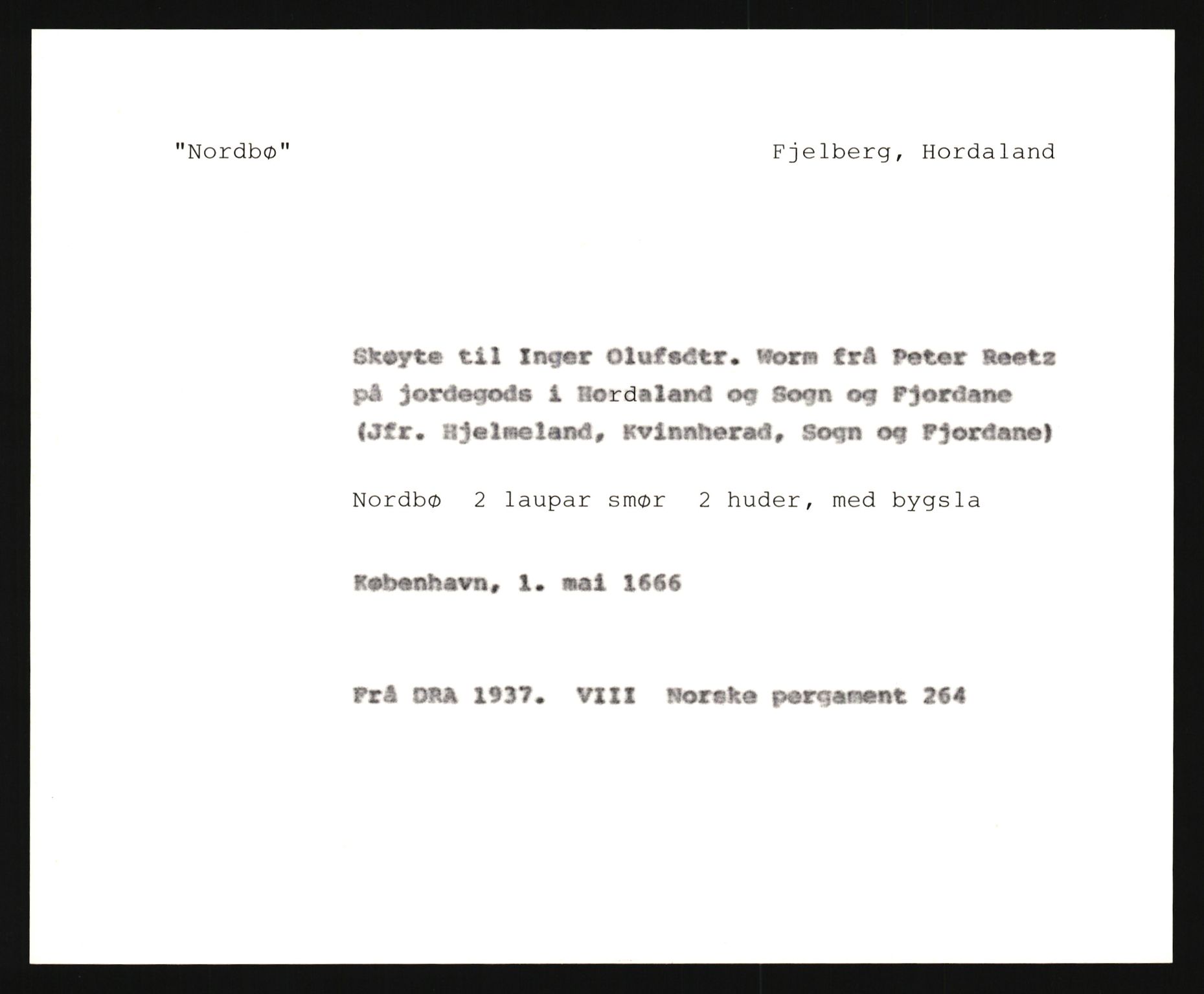 Riksarkivets diplomsamling, AV/RA-EA-5965/F35/F35e/L0028: Registreringssedler Hordaland 1, 1400-1700, p. 159