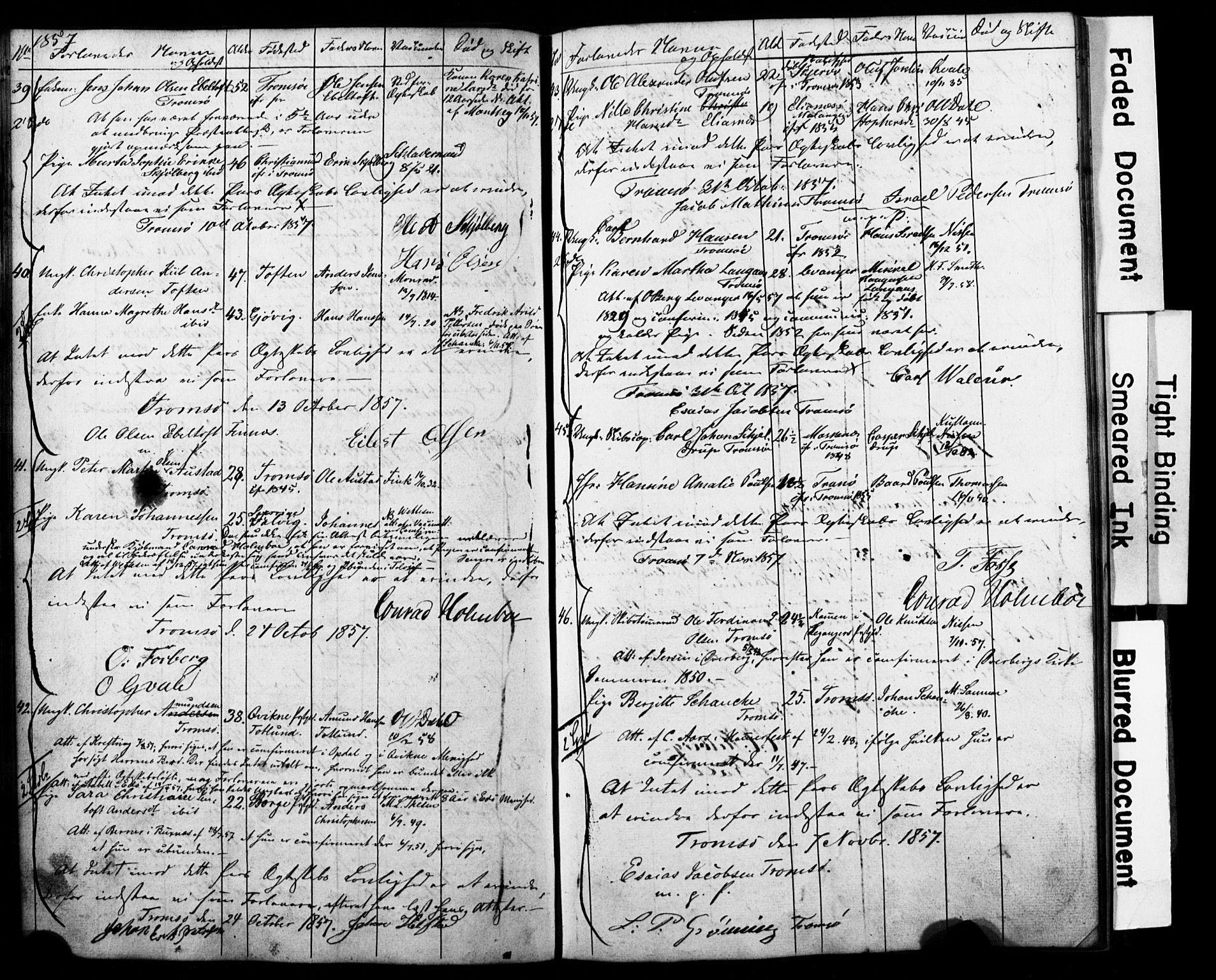 Tromsø sokneprestkontor/stiftsprosti/domprosti, SATØ/S-1343/H/Hc/L0097: Banns register no. 3, 1851-1872