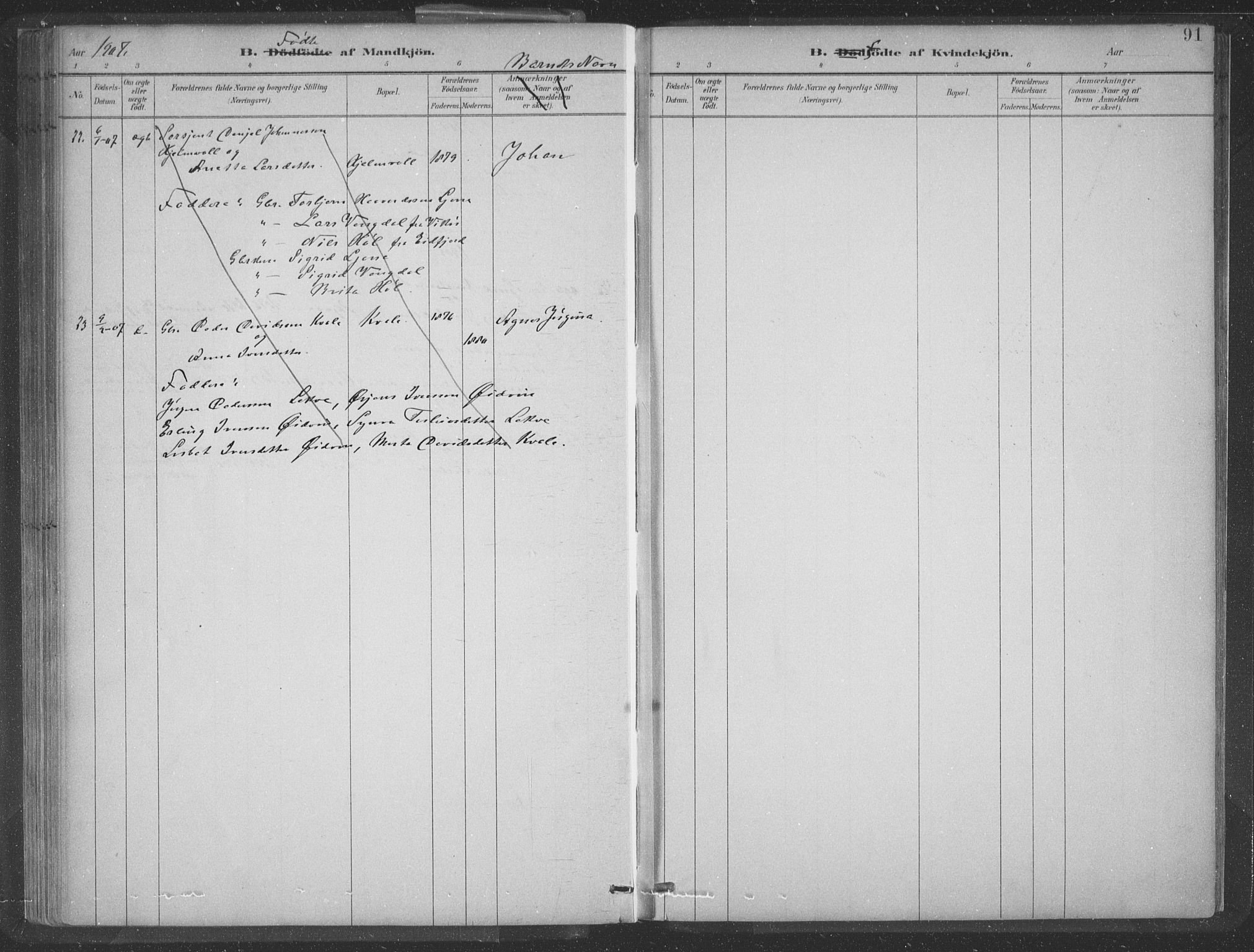 Ulvik sokneprestembete, SAB/A-78801/H/Hab: Parish register (copy) no. A 3, 1883-1908, p. 91