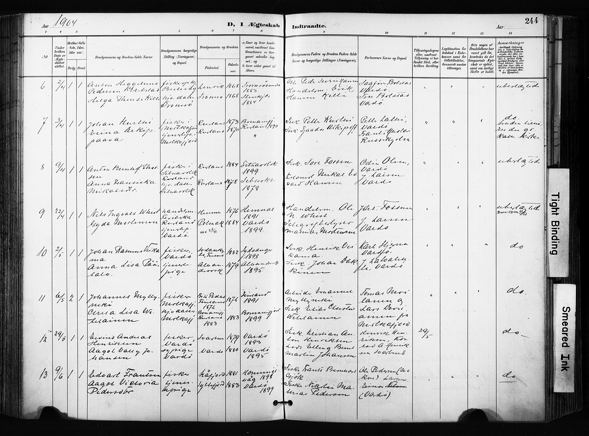 Vardø sokneprestkontor, SATØ/S-1332/H/Ha/L0010kirke: Parish register (official) no. 10, 1895-1907, p. 244