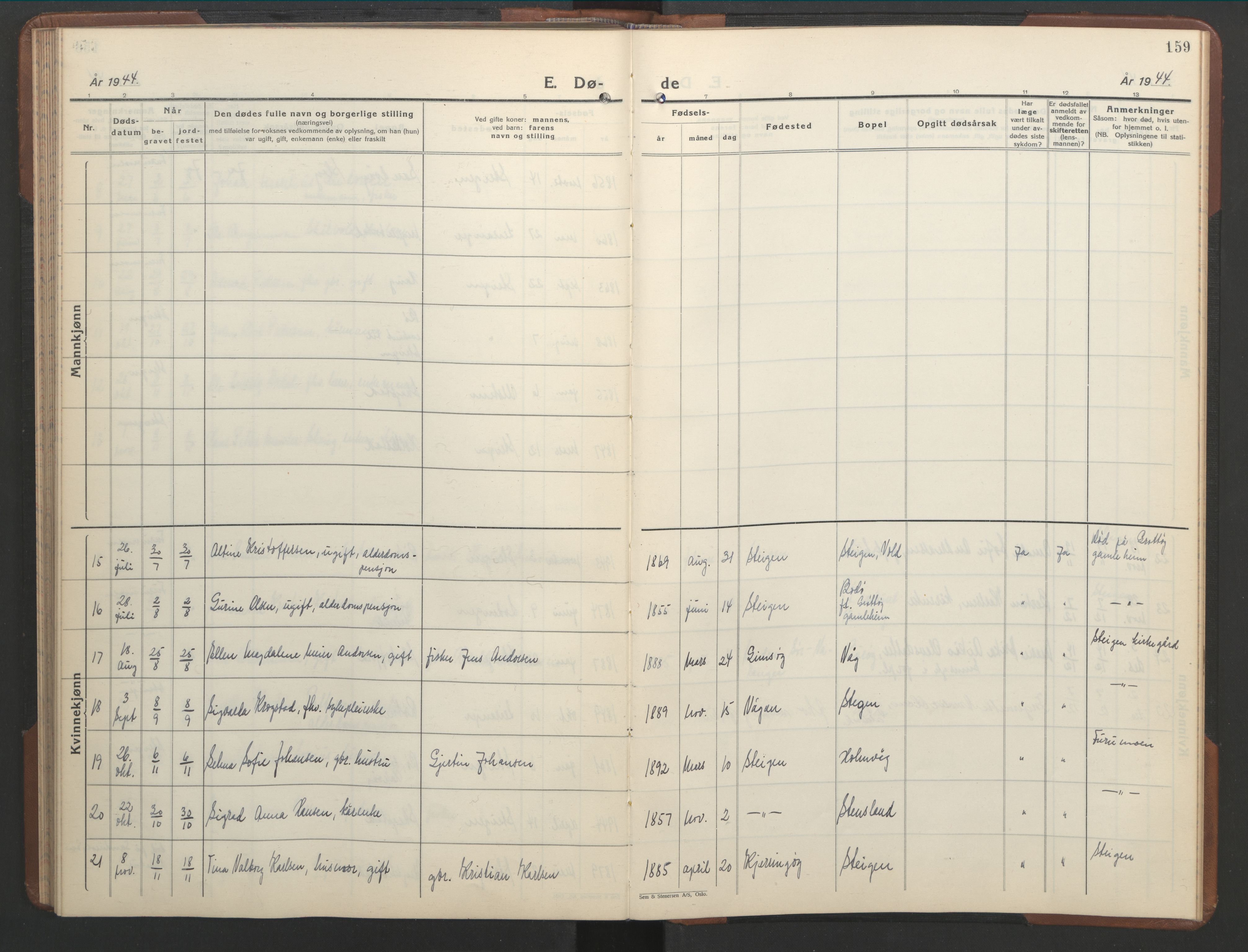 Ministerialprotokoller, klokkerbøker og fødselsregistre - Nordland, AV/SAT-A-1459/855/L0818: Parish register (copy) no. 855C07, 1935-1949, p. 159