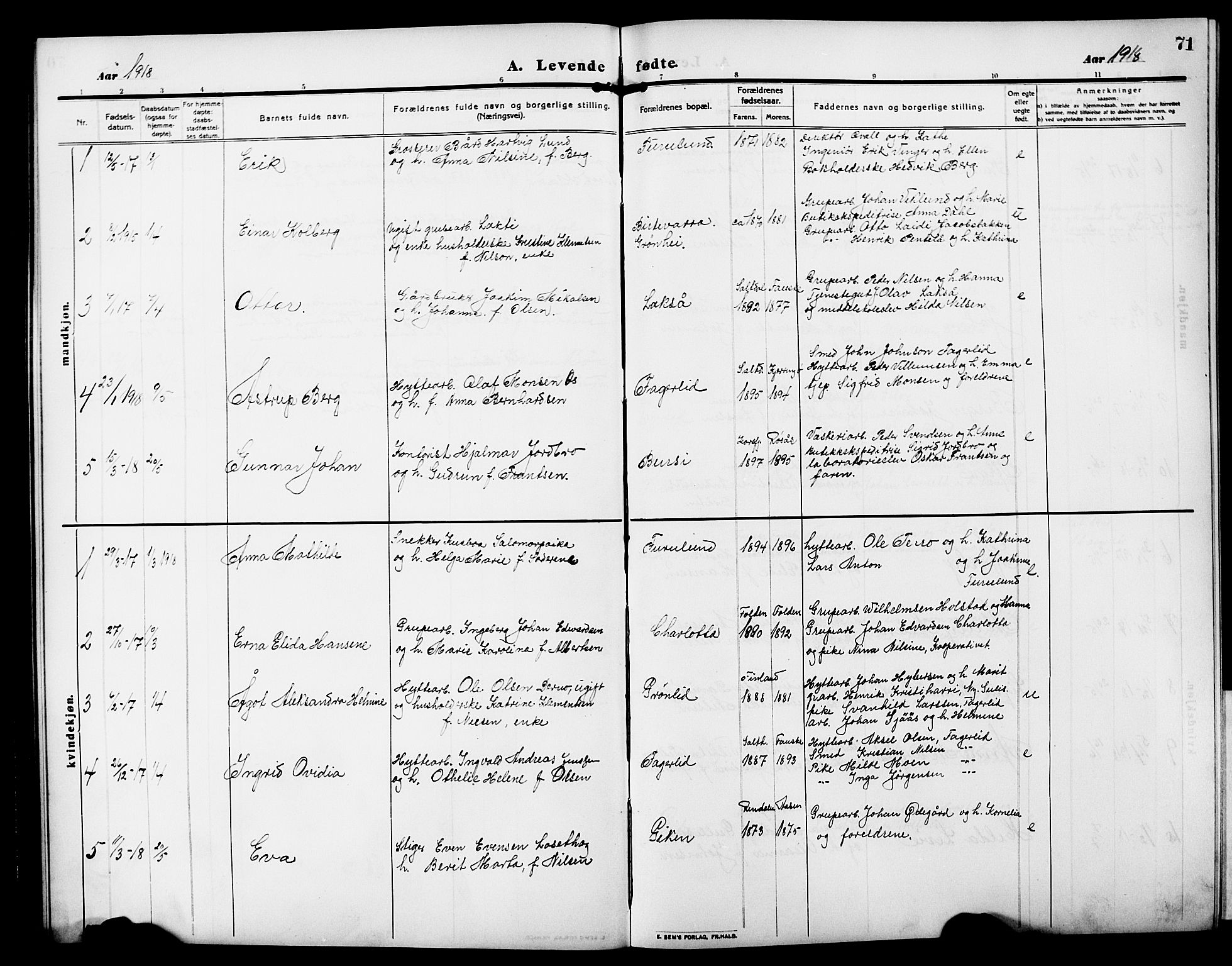 Ministerialprotokoller, klokkerbøker og fødselsregistre - Nordland, AV/SAT-A-1459/850/L0710: Parish register (official) no. 850A02, 1910-1920, p. 71