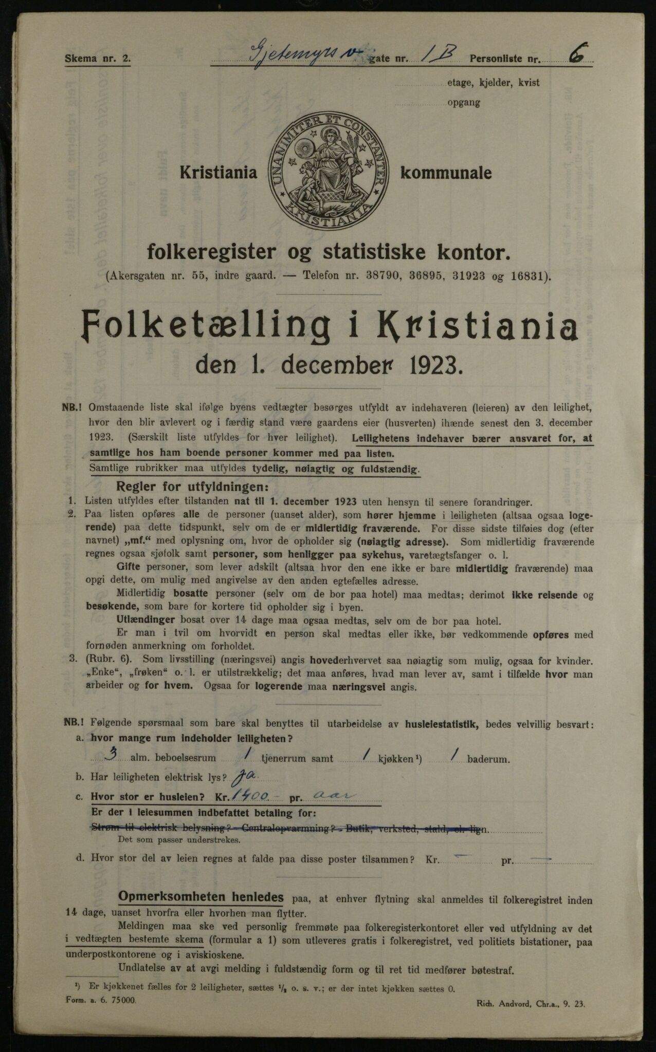 OBA, Municipal Census 1923 for Kristiania, 1923, p. 32336