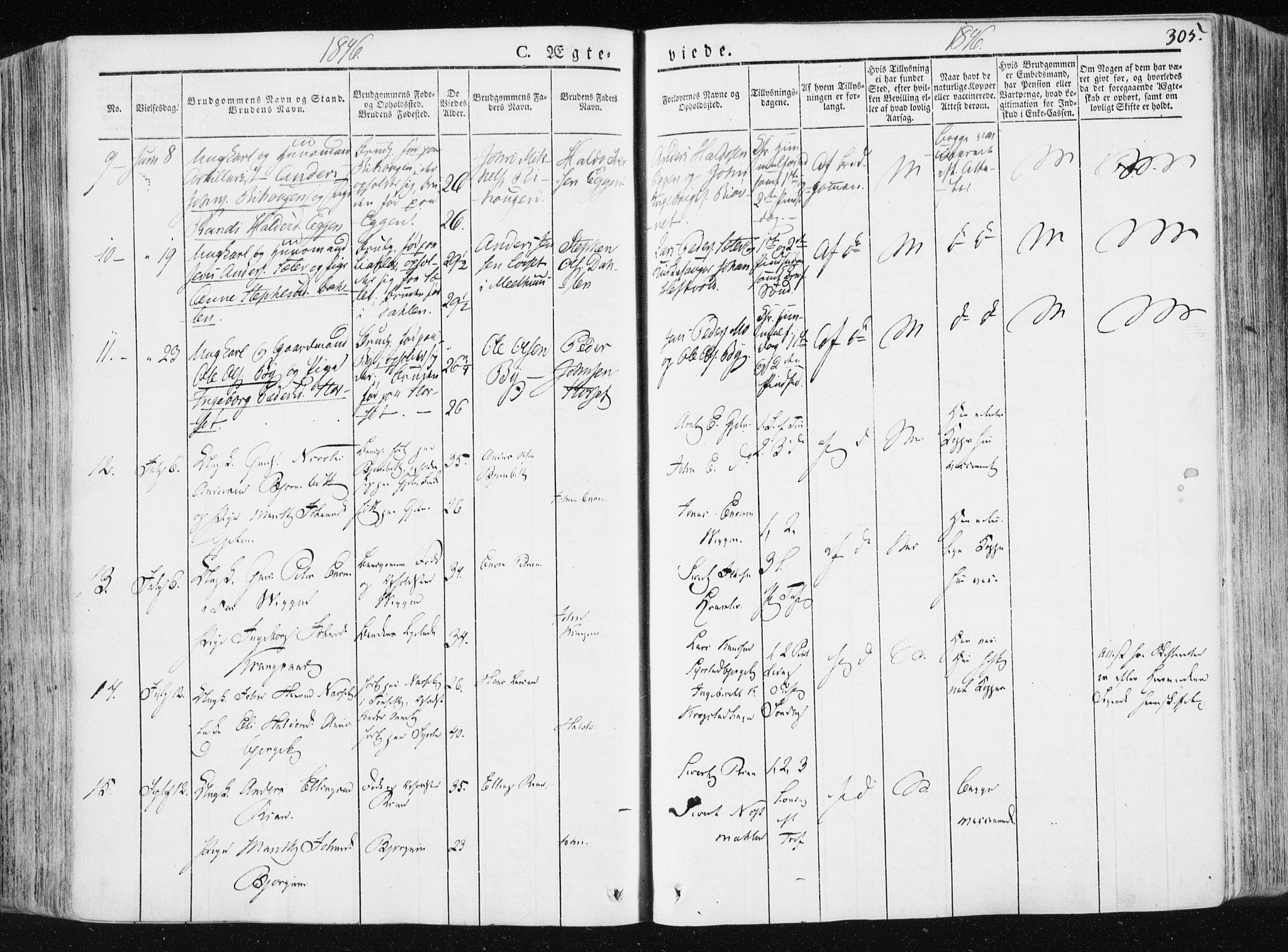Ministerialprotokoller, klokkerbøker og fødselsregistre - Sør-Trøndelag, SAT/A-1456/665/L0771: Parish register (official) no. 665A06, 1830-1856, p. 305