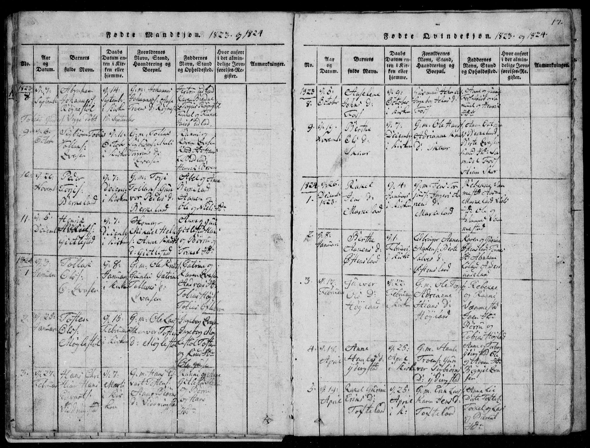 Lyngdal sokneprestkontor, AV/SAK-1111-0029/F/Fb/Fbb/L0001: Parish register (copy) no. B 1, 1816-1900, p. 17
