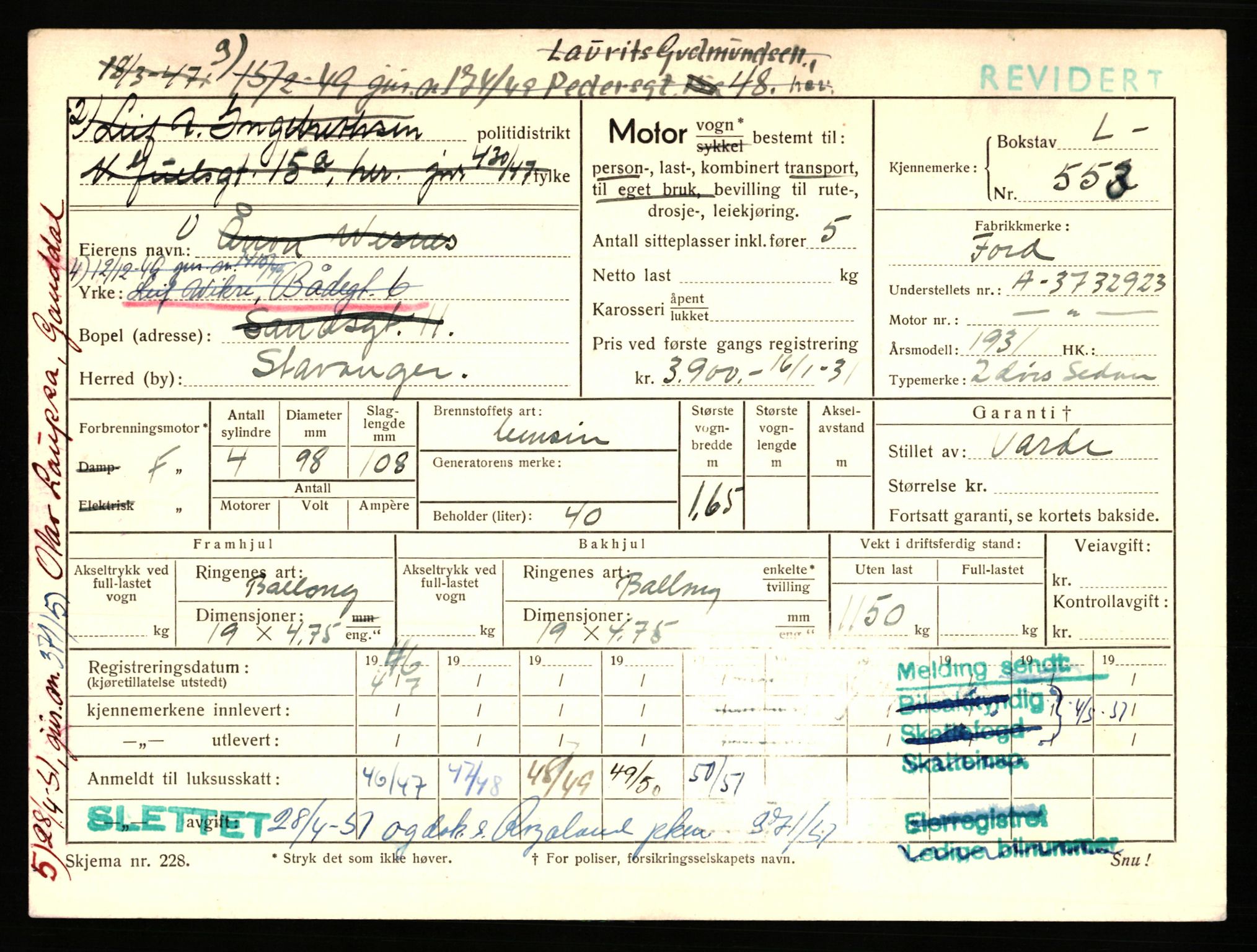 Stavanger trafikkstasjon, AV/SAST-A-101942/0/F/L0002: L-350 - L-699, 1930-1971, p. 1209