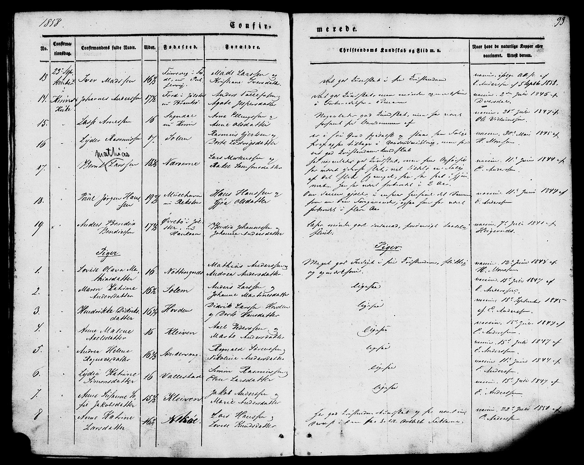 Kinn sokneprestembete, SAB/A-80801/H/Haa/Haaa/L0007: Parish register (official) no. A 7, 1841-1858, p. 93