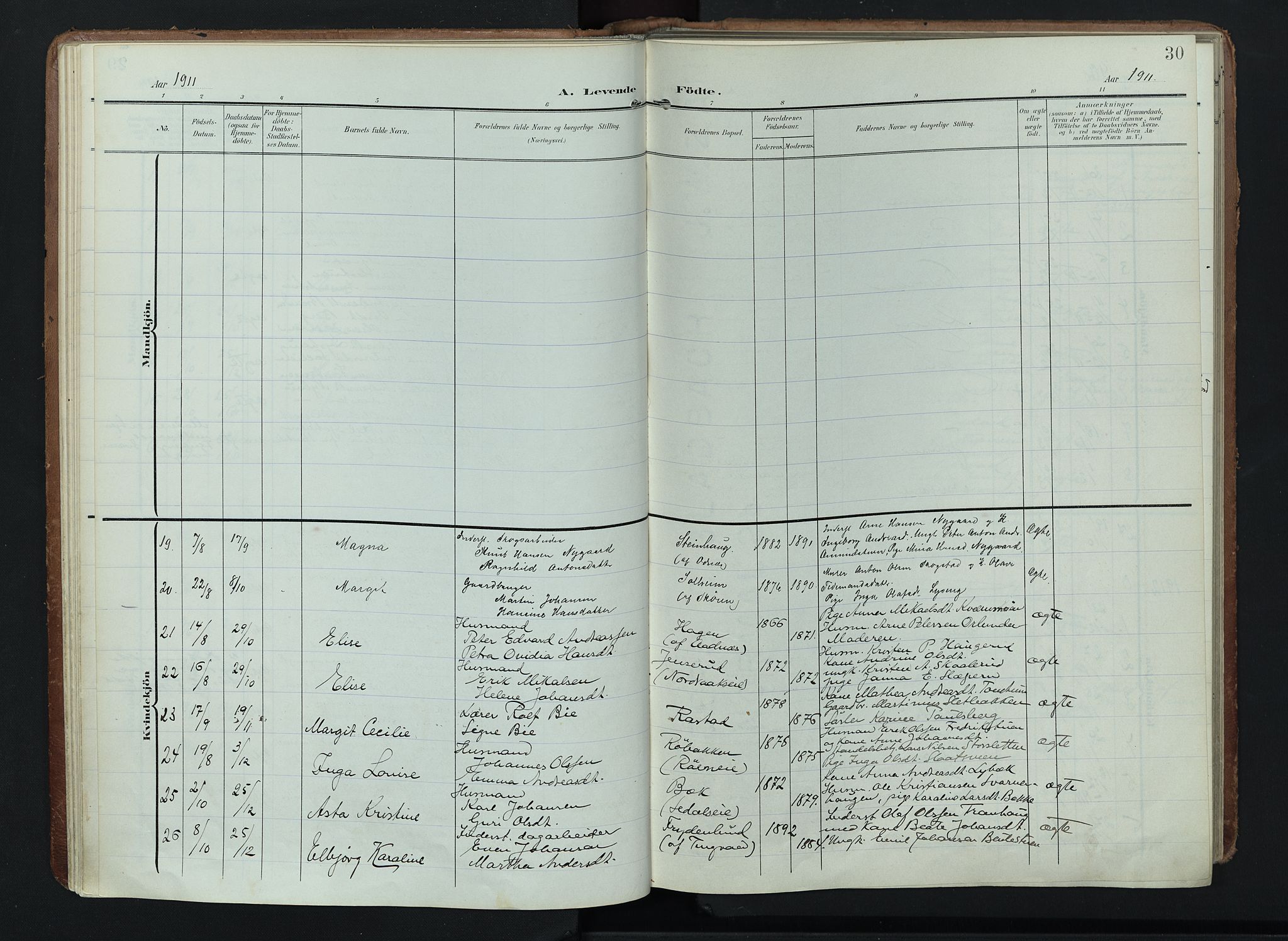 Søndre Land prestekontor, SAH/PREST-122/K/L0005: Parish register (official) no. 5, 1905-1914, p. 30