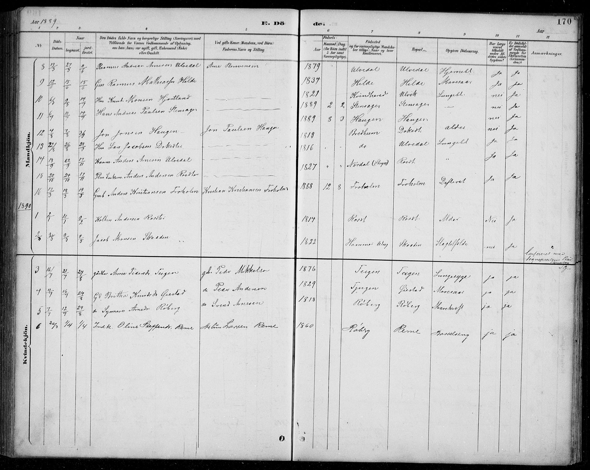 Innvik sokneprestembete, AV/SAB-A-80501: Parish register (copy) no. A 3, 1886-1912, p. 170