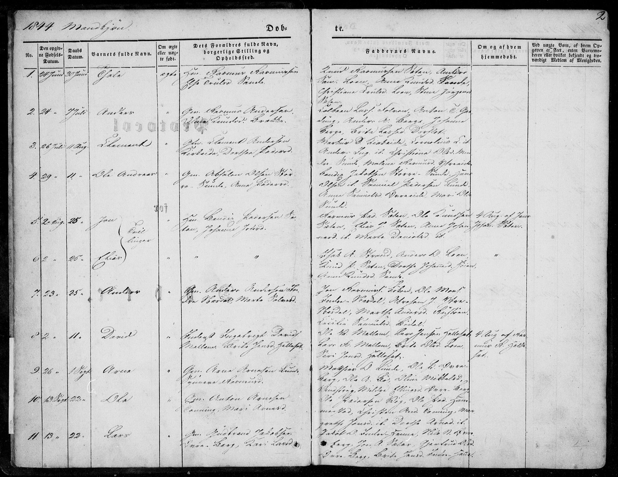 Stryn Sokneprestembete, AV/SAB-A-82501: Parish register (official) no. A 2, 1844-1861, p. 2