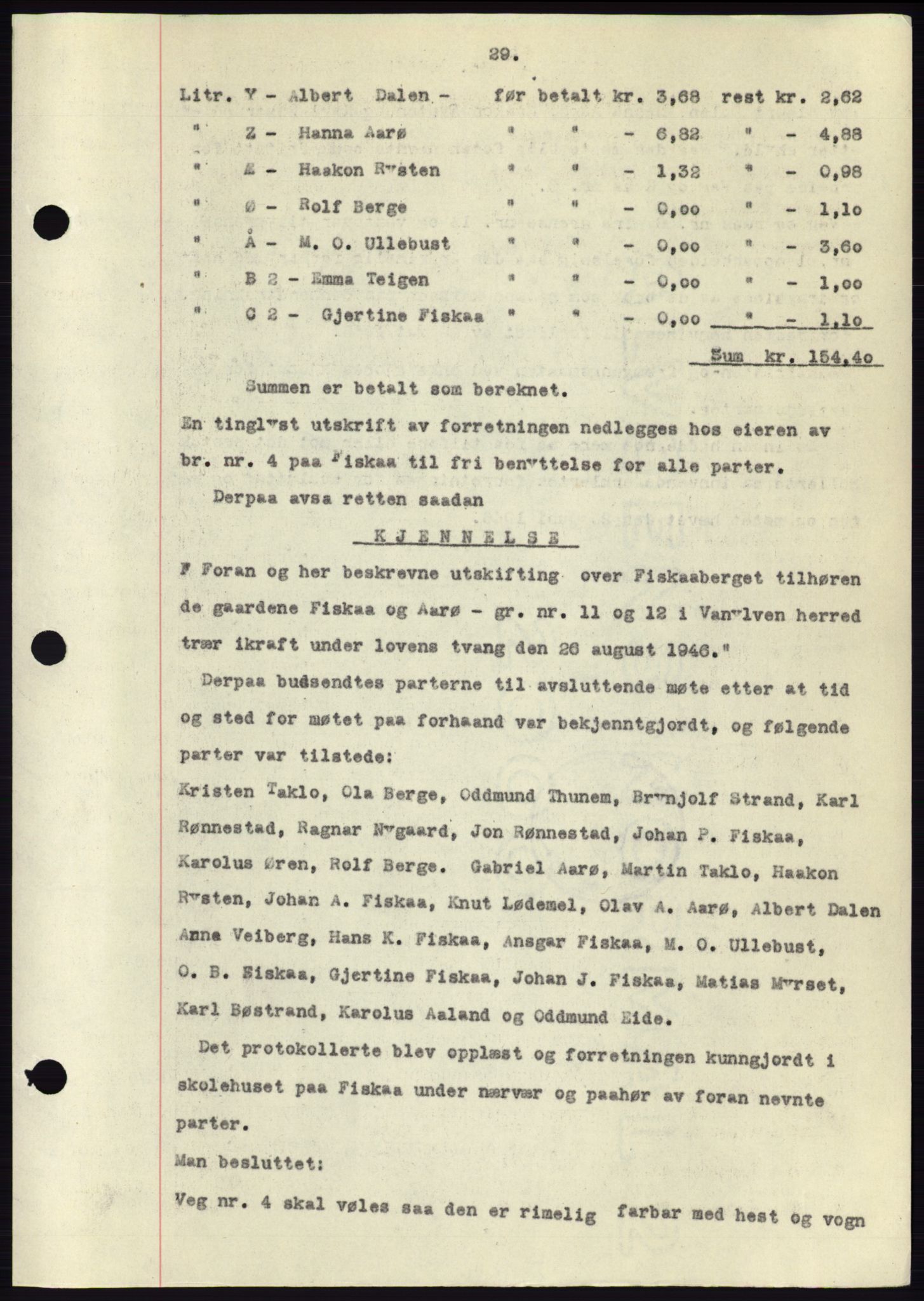 Søre Sunnmøre sorenskriveri, AV/SAT-A-4122/1/2/2C/L0078: Mortgage book no. 4A, 1946-1946, Diary no: : 916/1946