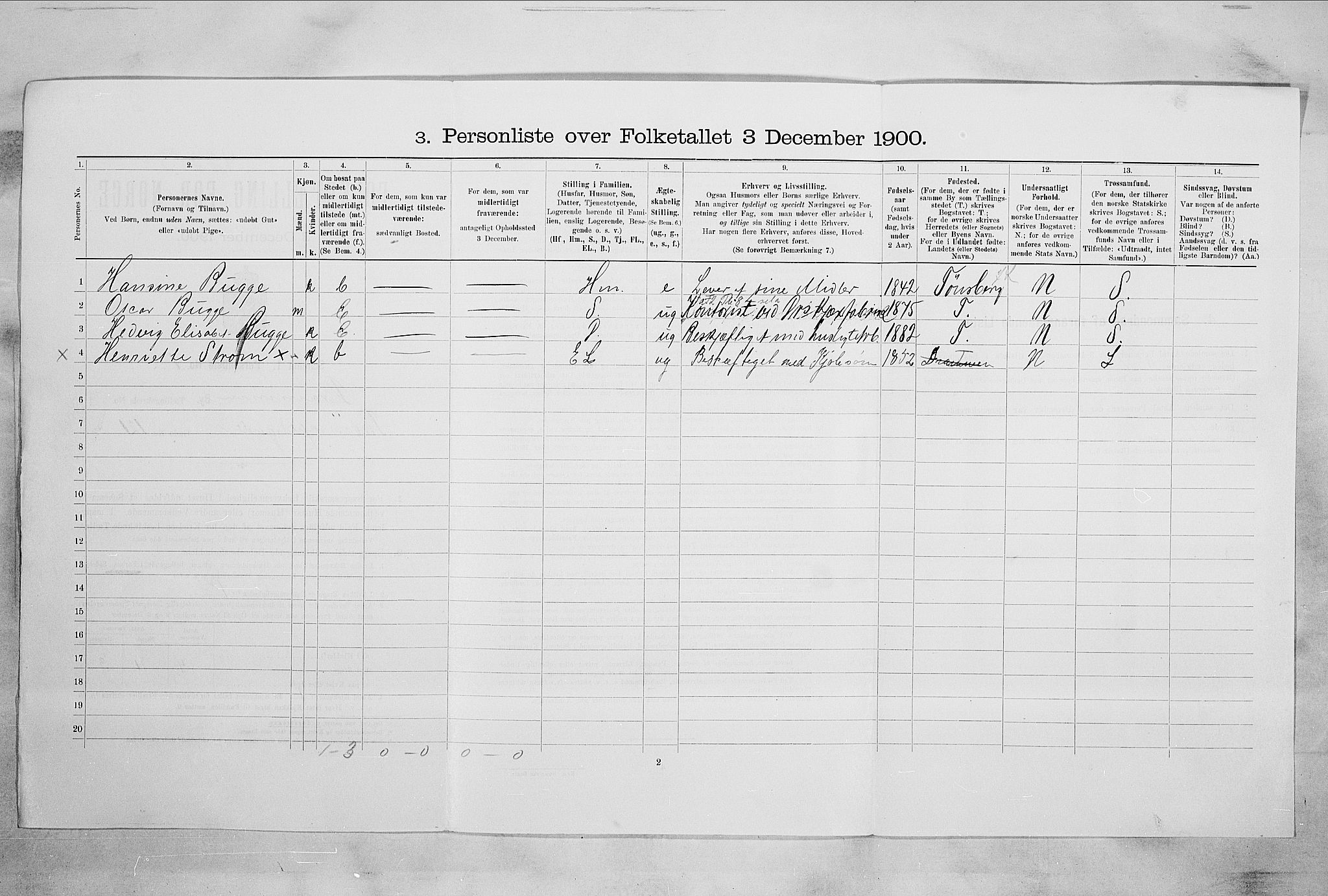 RA, 1900 census for Drammen, 1900, p. 13911