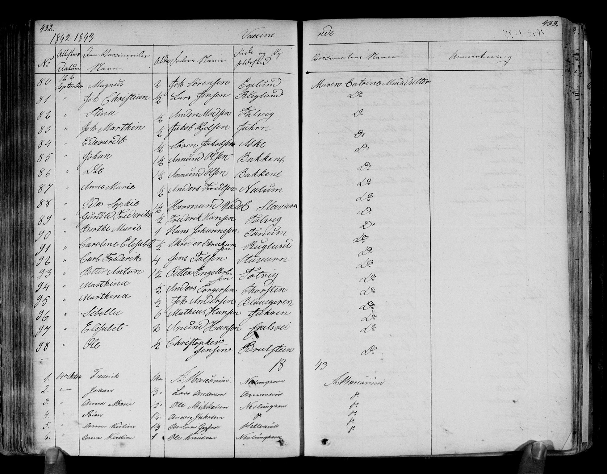Brunlanes kirkebøker, SAKO/A-342/F/Fa/L0003: Parish register (official) no. I 3, 1834-1845, p. 432-433
