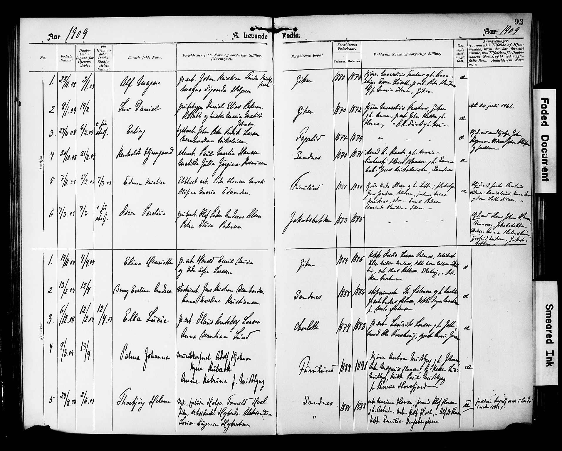 Ministerialprotokoller, klokkerbøker og fødselsregistre - Nordland, AV/SAT-A-1459/850/L0709: Parish register (official) no. 850A01, 1899-1909, p. 93