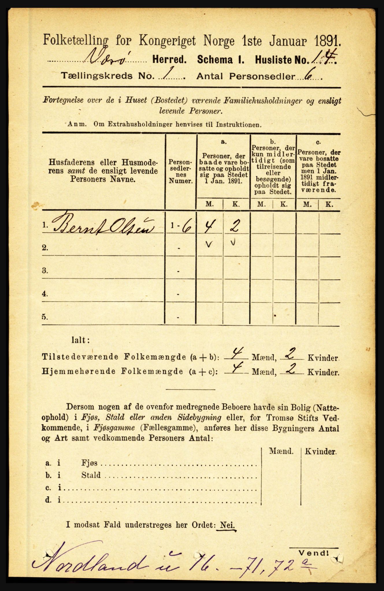 RA, 1891 census for 1857 Værøy, 1891, p. 27