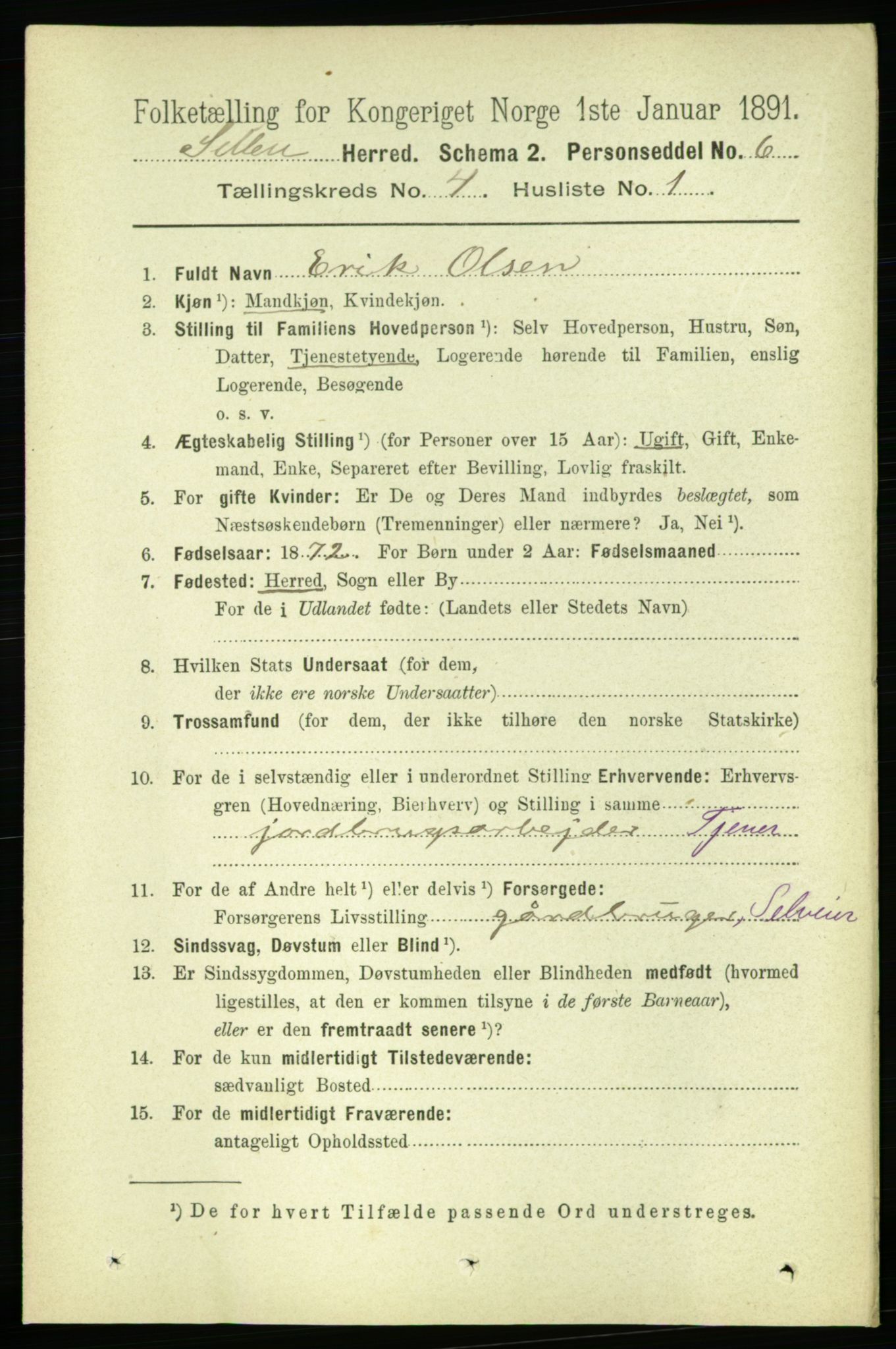 RA, 1891 census for 1664 Selbu, 1891, p. 1068