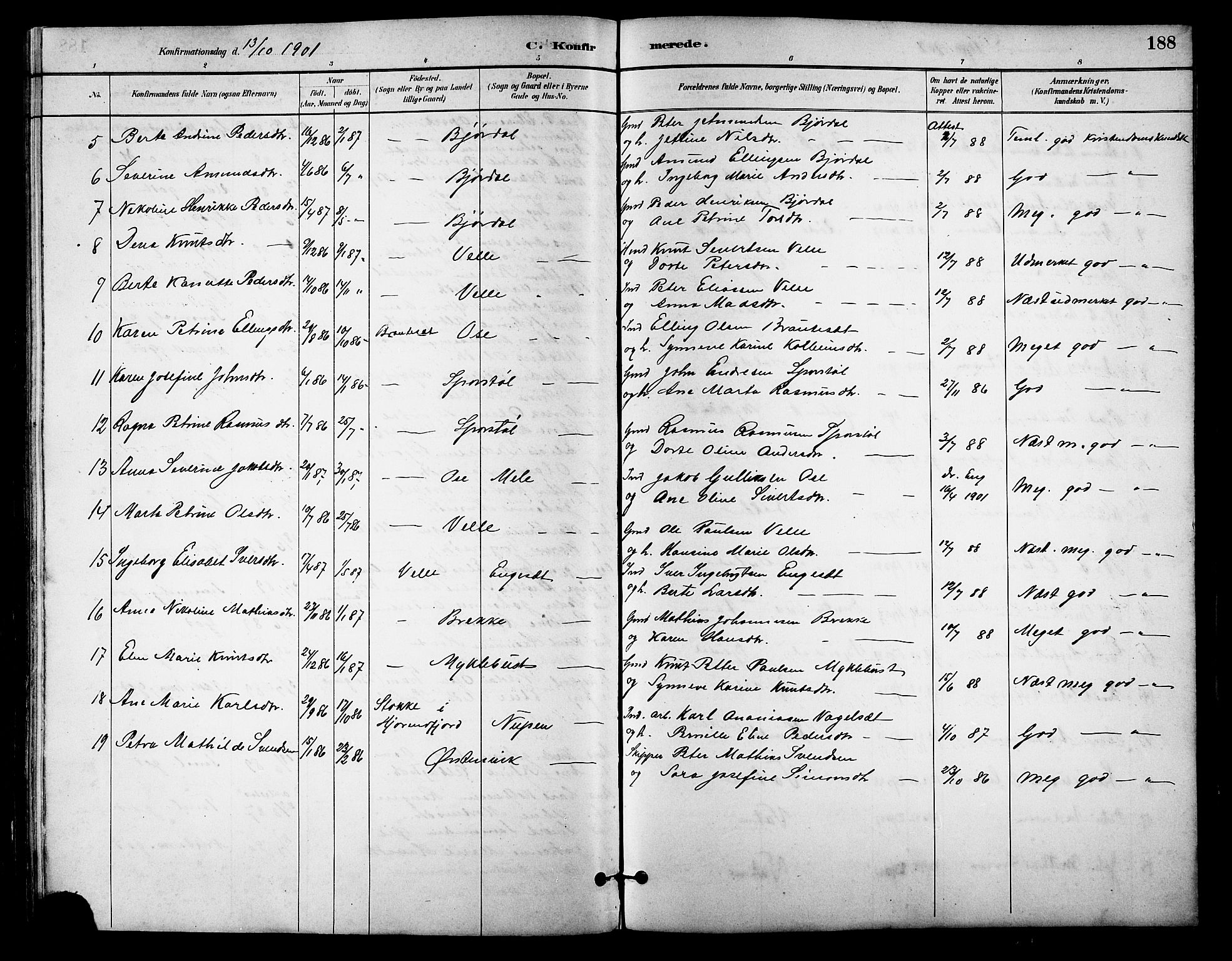 Ministerialprotokoller, klokkerbøker og fødselsregistre - Møre og Romsdal, AV/SAT-A-1454/513/L0189: Parish register (copy) no. 513C03, 1883-1904, p. 188