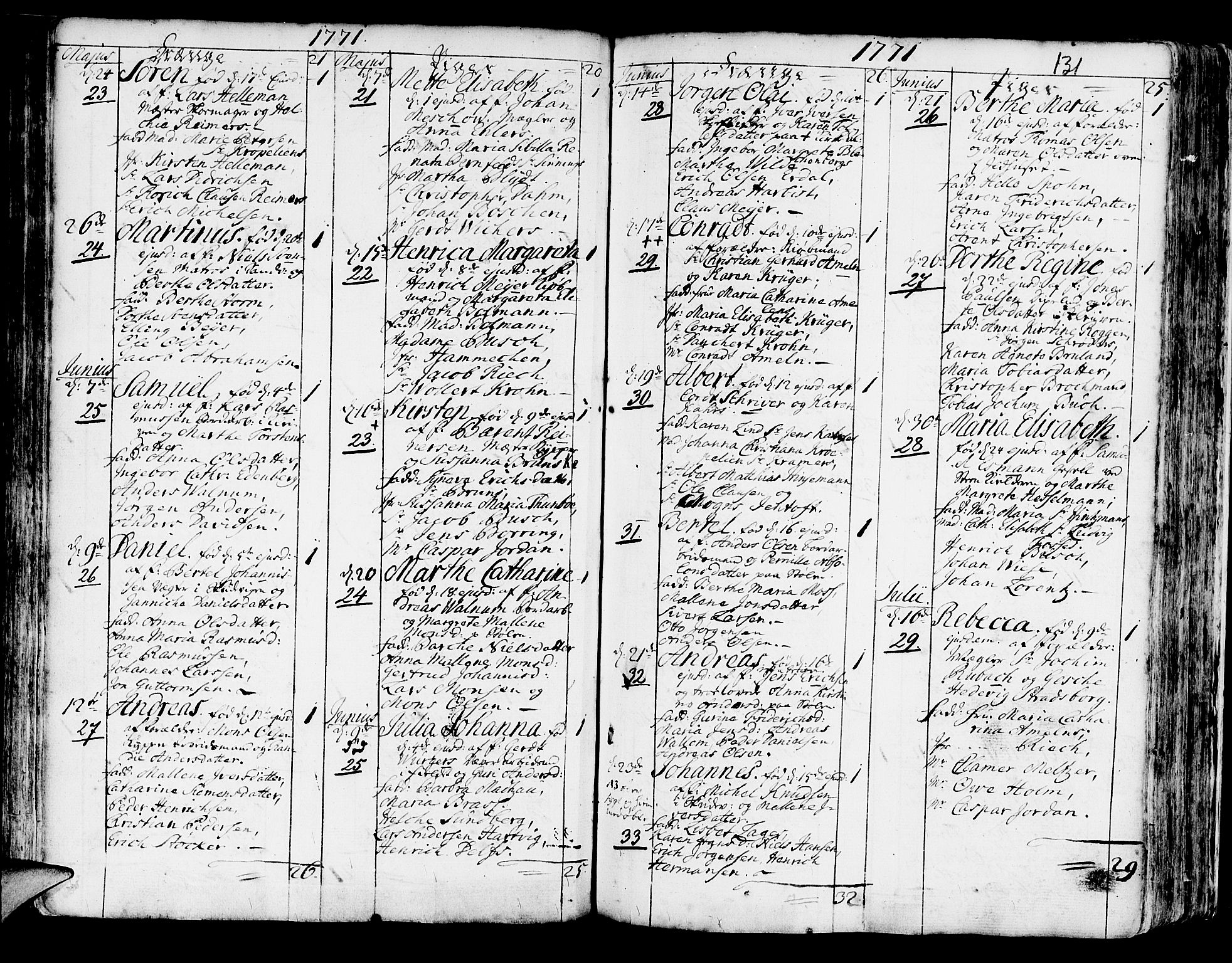 Korskirken sokneprestembete, SAB/A-76101/H/Haa/L0005: Parish register (official) no. A 5, 1751-1789, p. 131