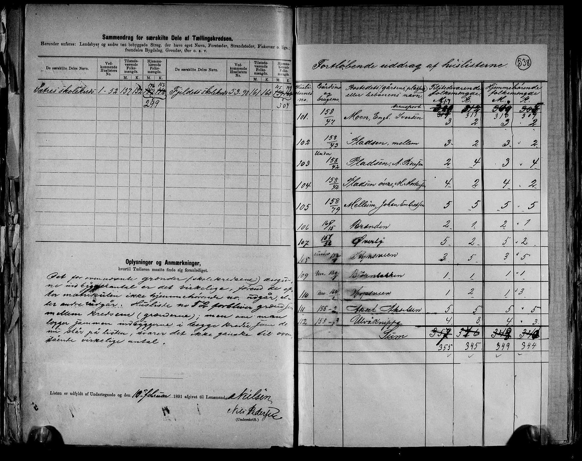 RA, 1891 census for 0427 Elverum, 1891, p. 37