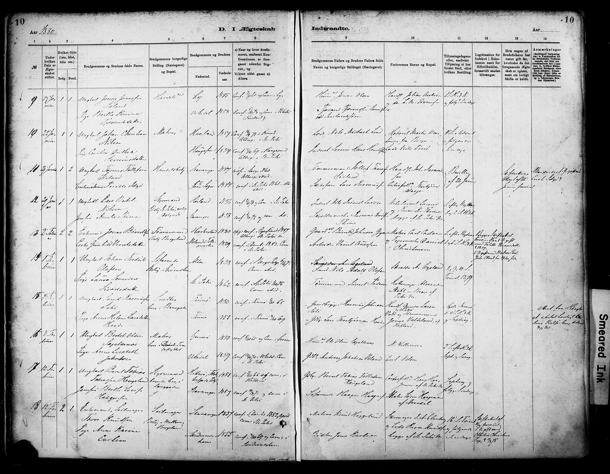 St. Petri sokneprestkontor, SAST/A-101813/001/30/30BA/L0018: Parish register (official) no. A 19, 1879-1900, p. 10