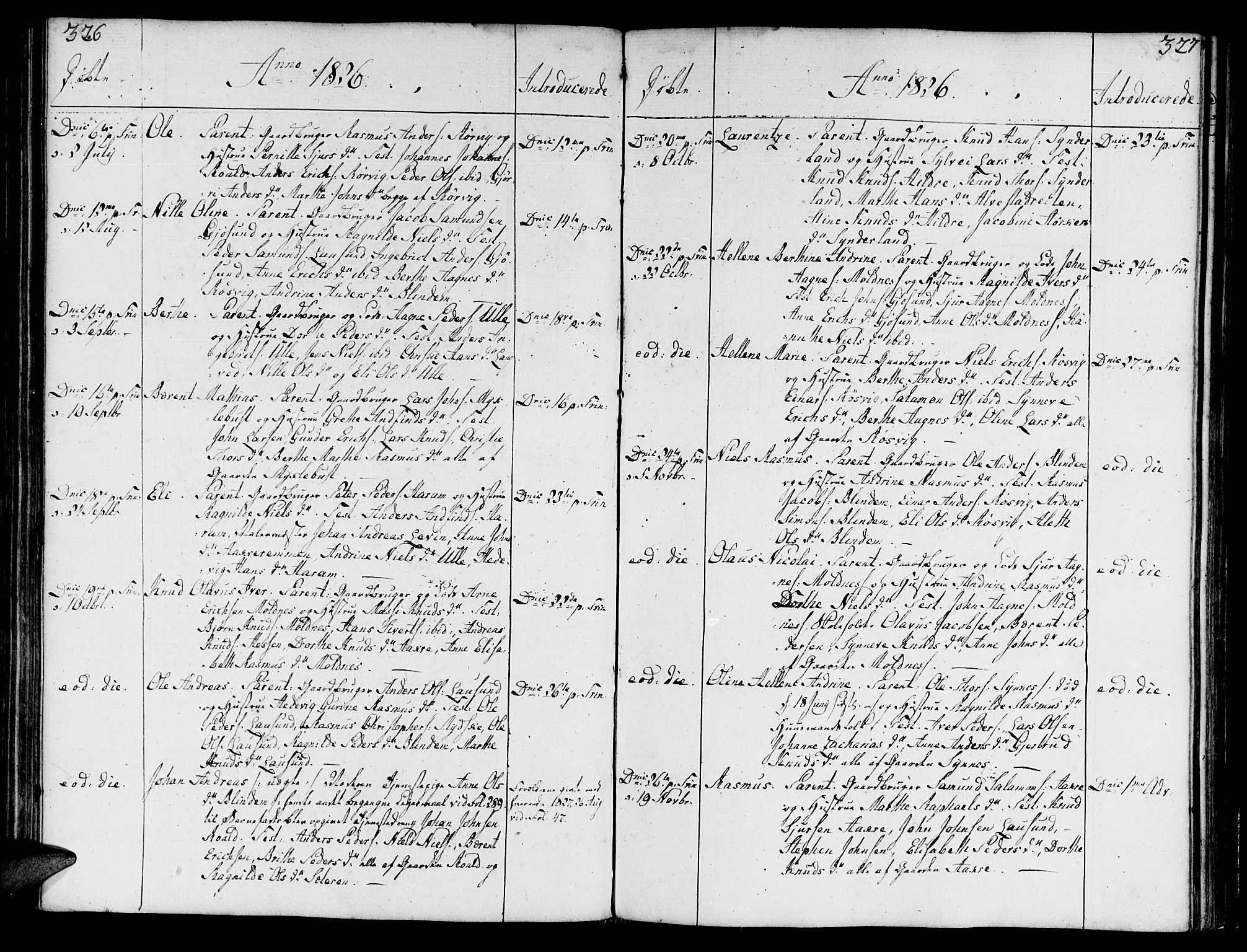 Ministerialprotokoller, klokkerbøker og fødselsregistre - Møre og Romsdal, SAT/A-1454/536/L0494: Parish register (official) no. 536A03, 1803-1836, p. 326-327