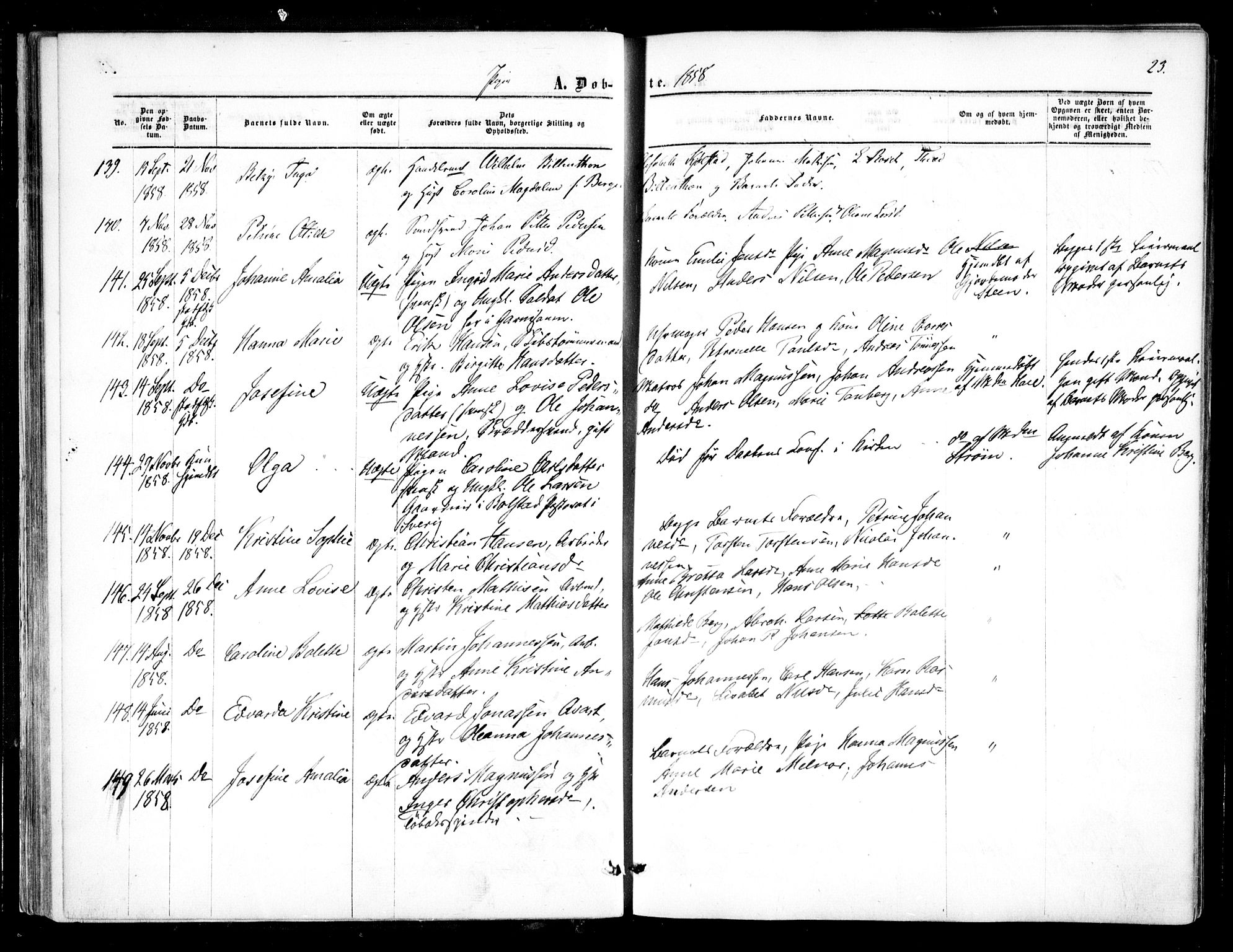 Halden prestekontor Kirkebøker, AV/SAO-A-10909/F/Fa/L0007: Parish register (official) no. I 7, 1857-1865, p. 23