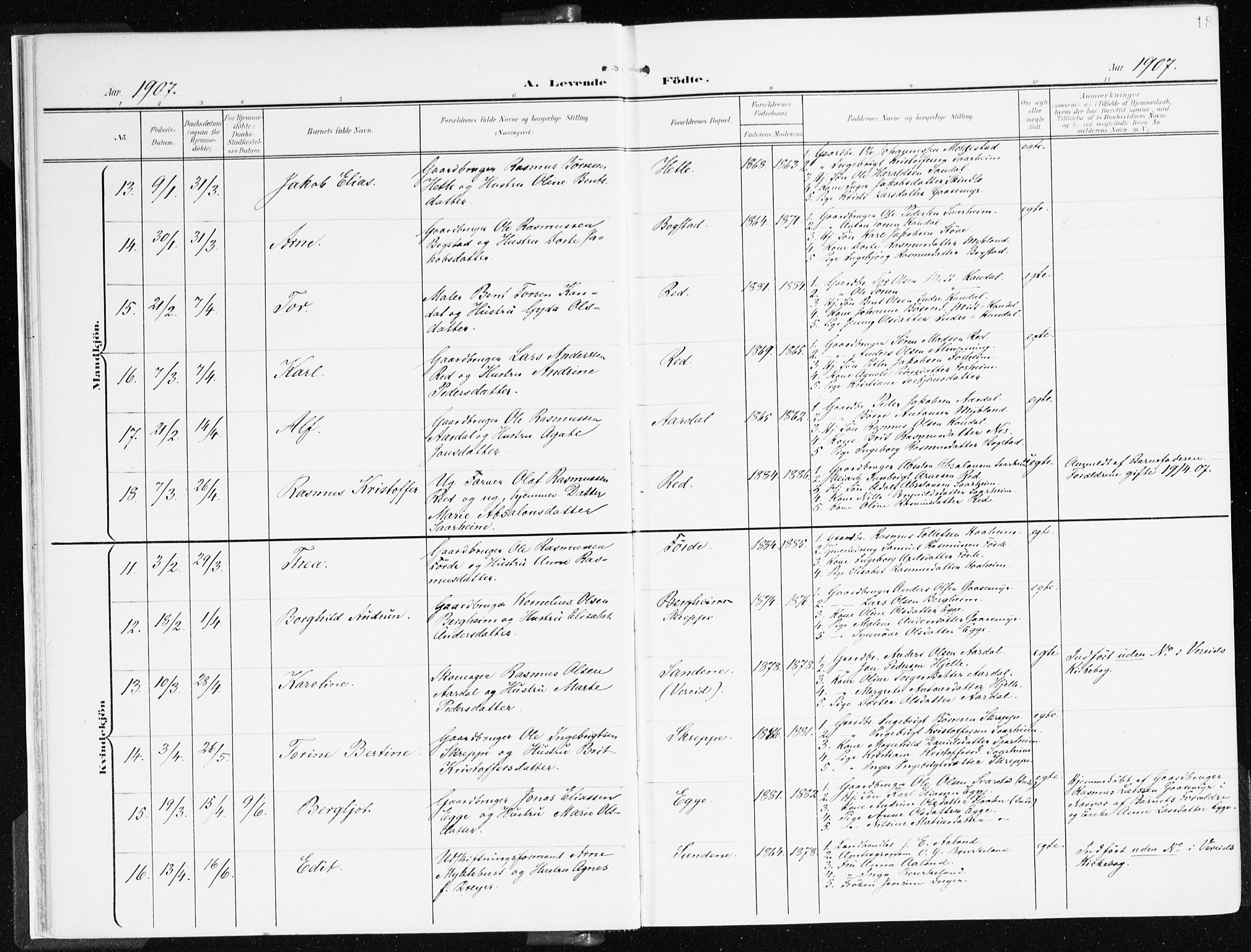 Gloppen sokneprestembete, AV/SAB-A-80101/H/Haa/Haac/L0003: Parish register (official) no. C 3, 1904-1921, p. 18