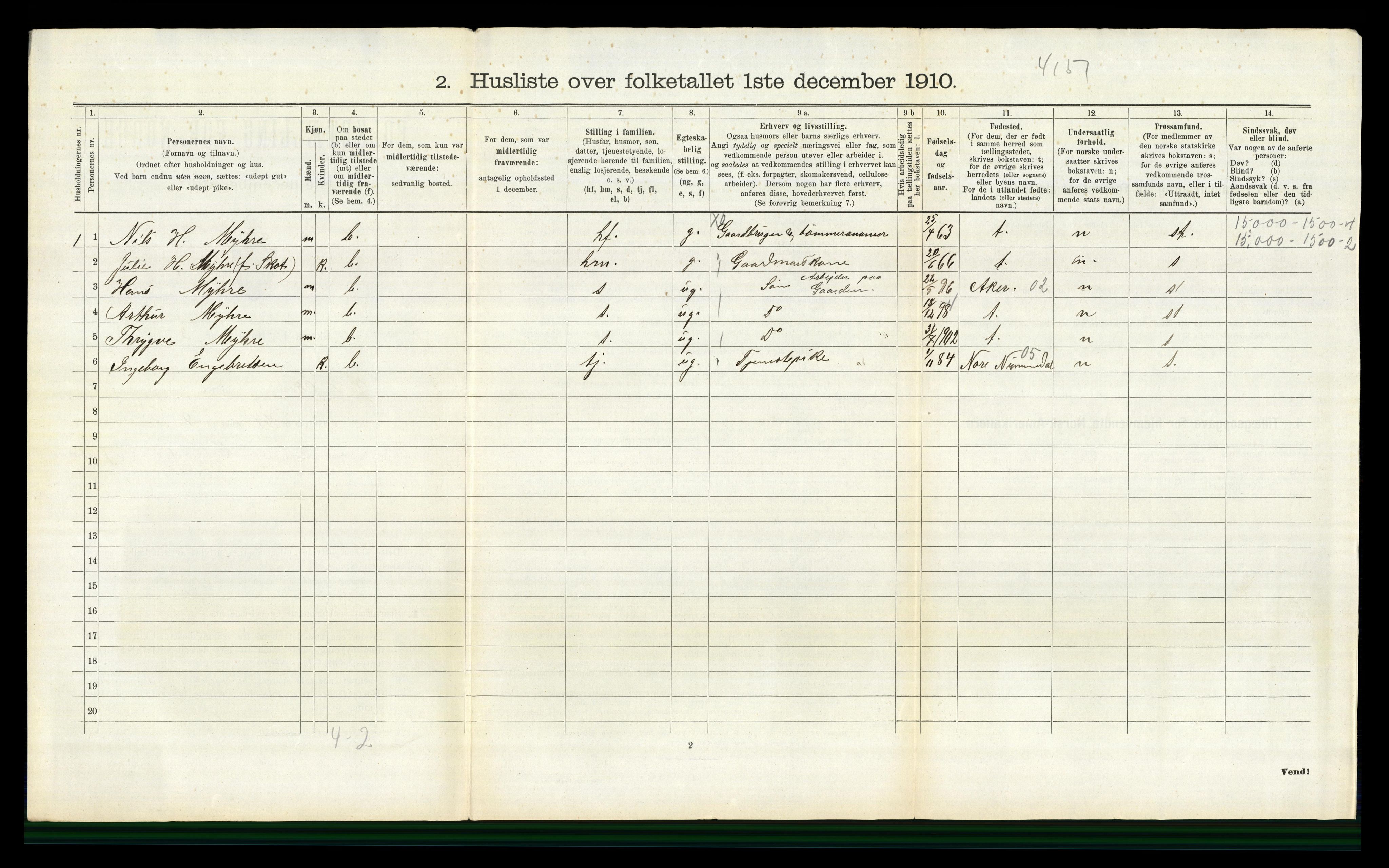 RA, 1910 census for Øvre Eiker, 1910, p. 1964