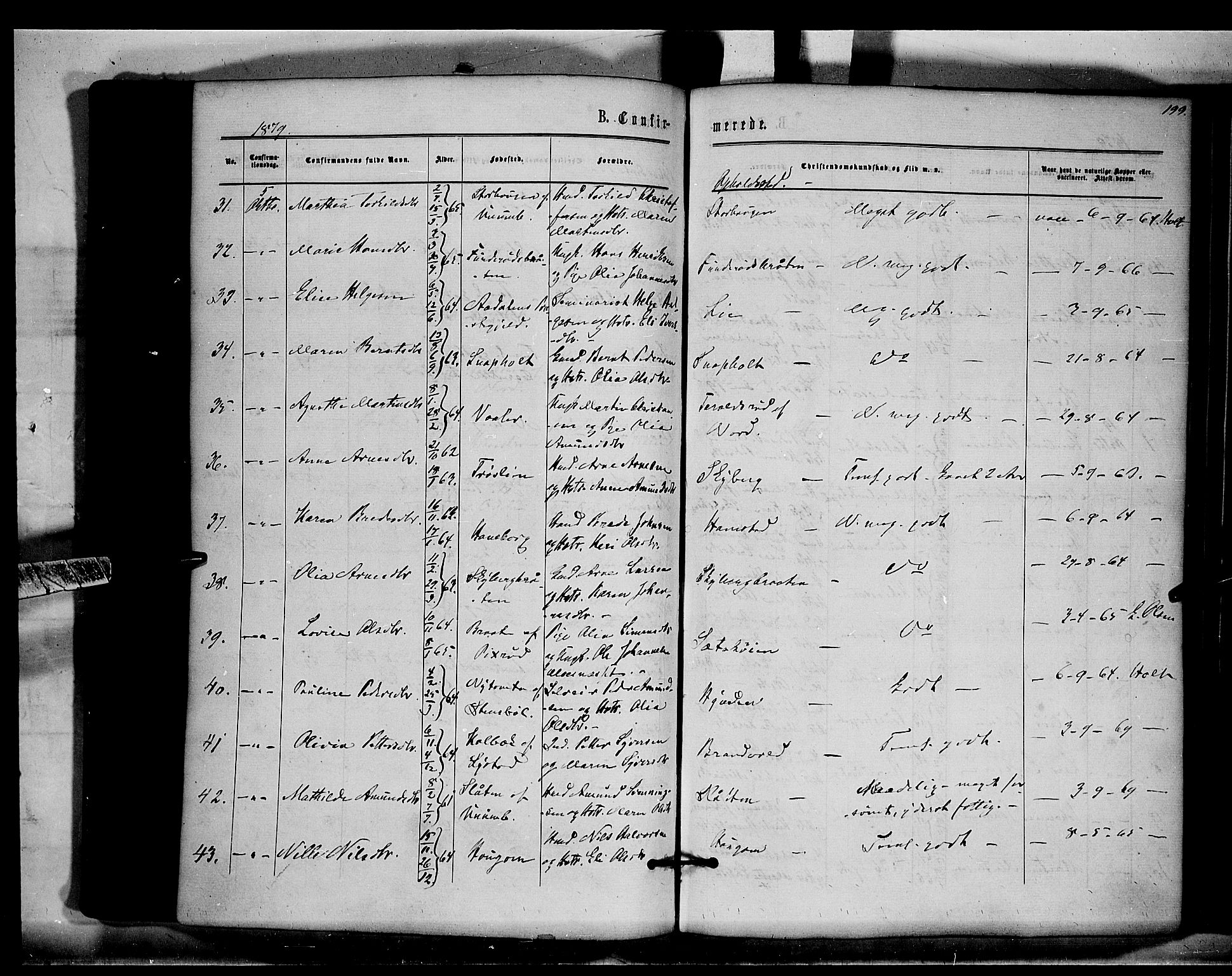 Brandval prestekontor, AV/SAH-PREST-034/H/Ha/Haa/L0001: Parish register (official) no. 1, 1864-1879, p. 199