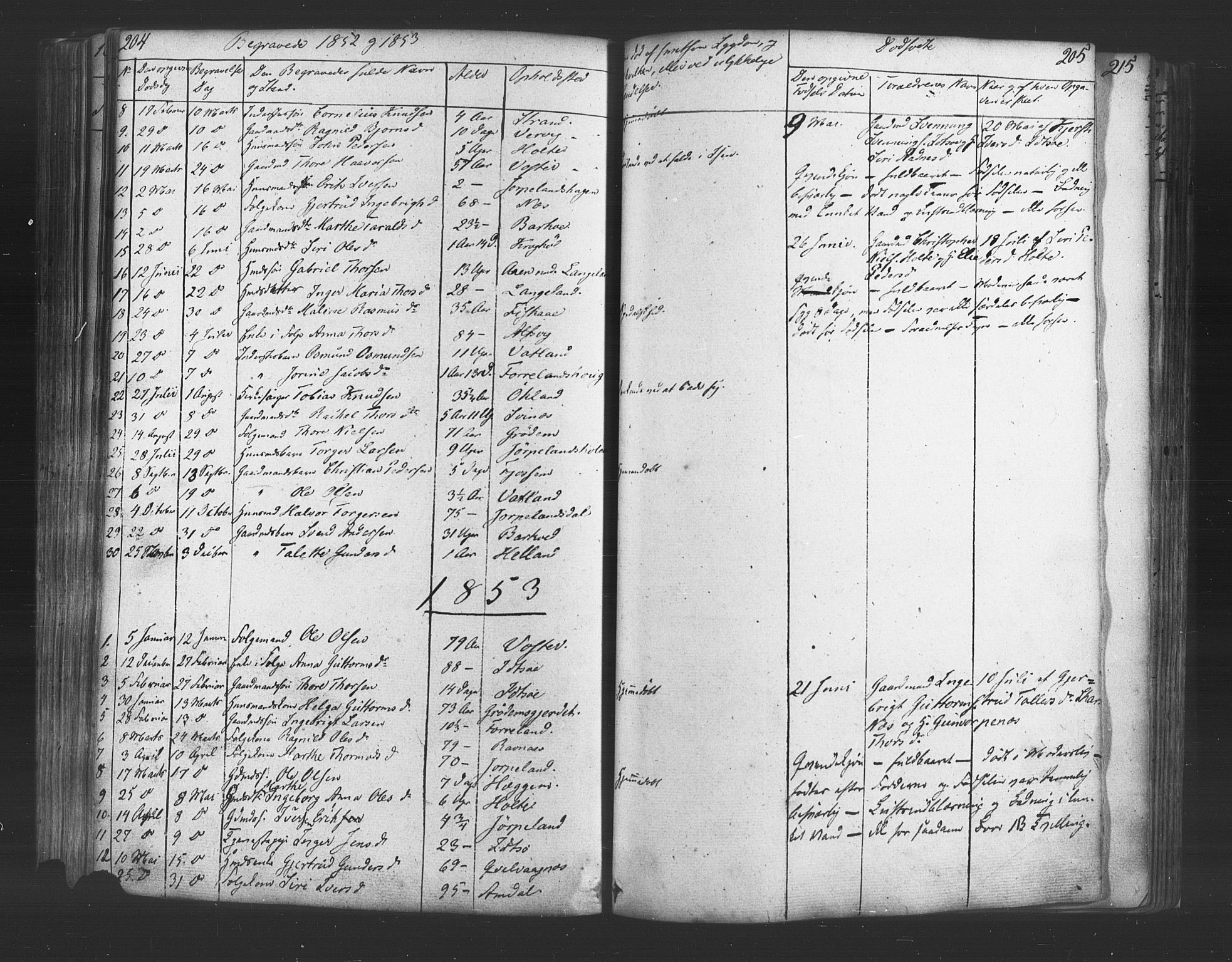 Strand sokneprestkontor, SAST/A-101828/H/Ha/Haa/L0006: Parish register (official) no. A 6, 1834-1854, p. 204-205