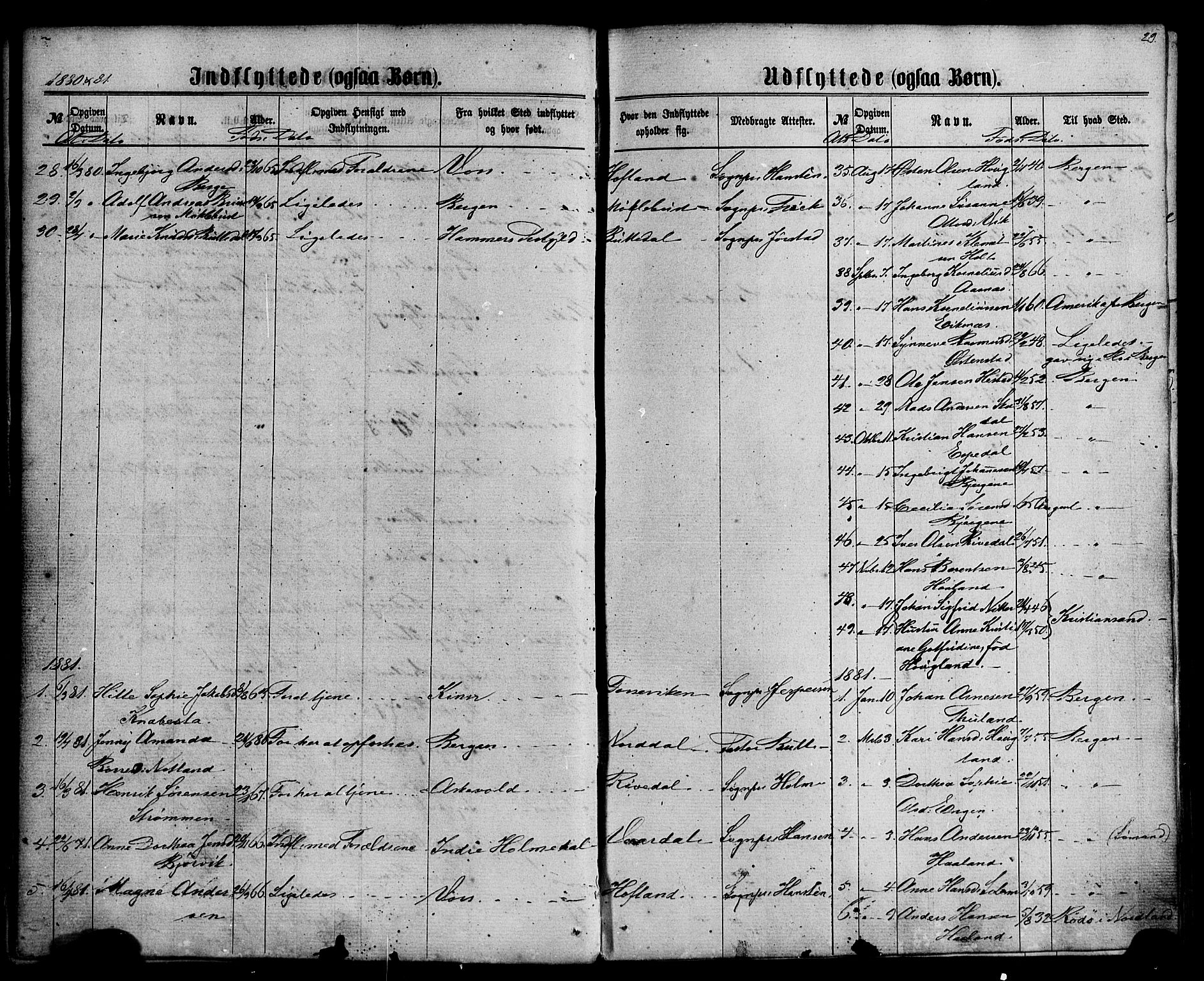 Fjaler sokneprestembete, SAB/A-79801/H/Haa/Haaa/L0010: Parish register (official) no. A 10, 1866-1886, p. 29