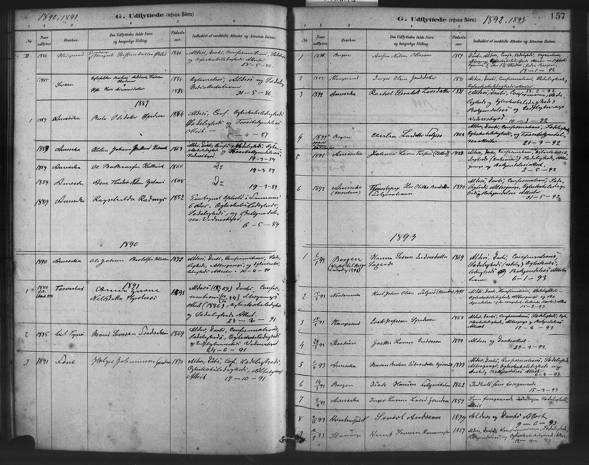 Finnås sokneprestembete, AV/SAB-A-99925/H/Ha/Haa/Haab/L0001: Parish register (official) no. B 1, 1881-1894, p. 157