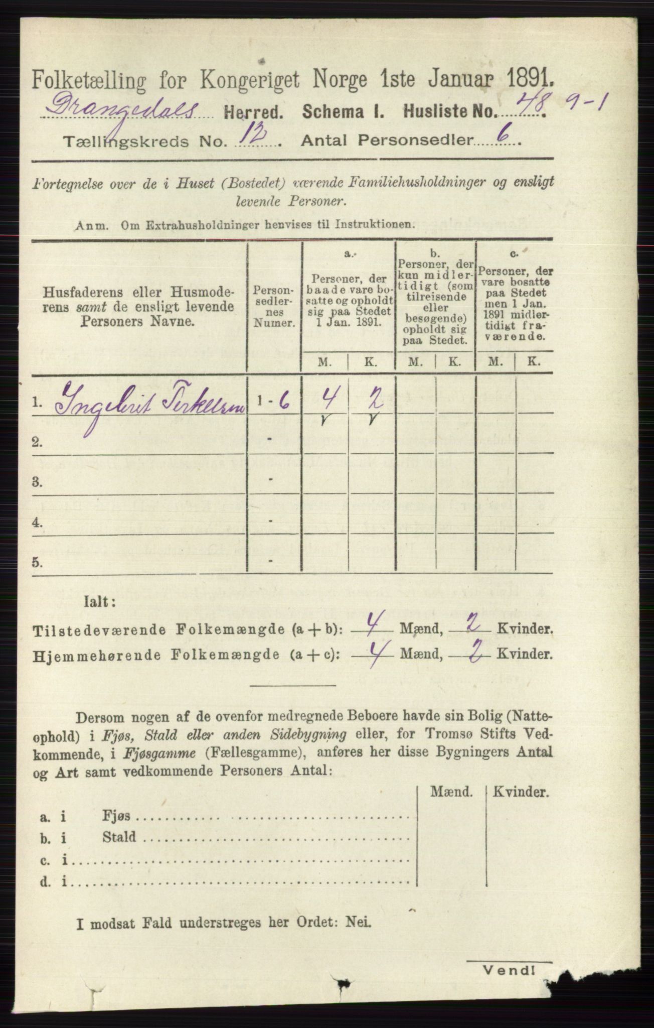 RA, 1891 census for 0817 Drangedal, 1891, p. 4358