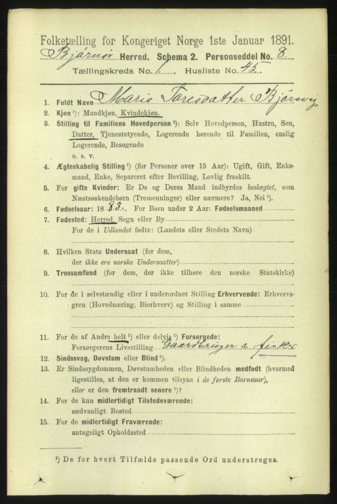 RA, 1891 census for 1632 Bjørnør, 1891, p. 389