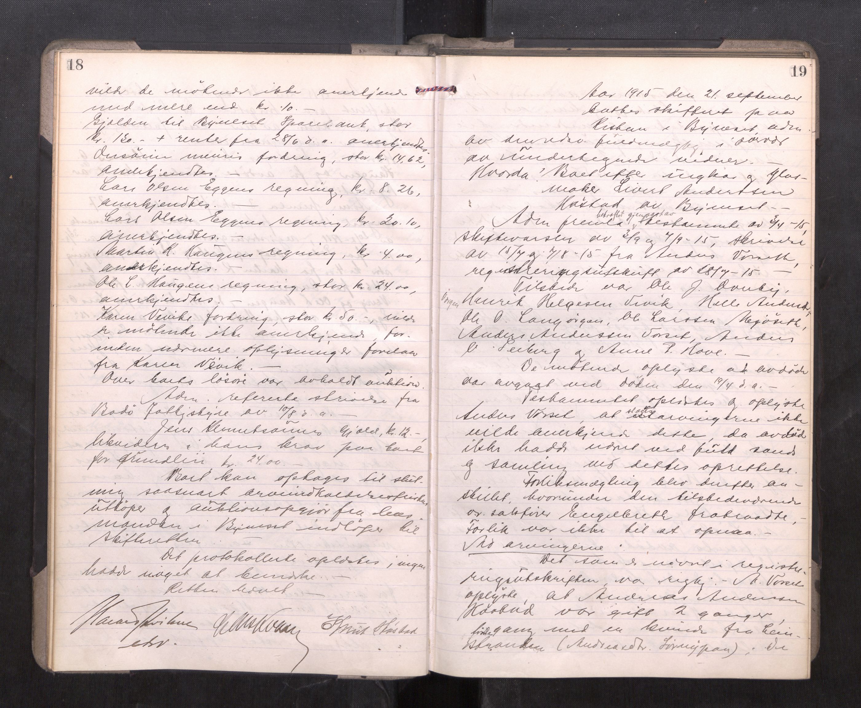 Strinda og Selbu sorenskriveri, AV/SAT-A-0015/3/3B/L0012: Skifteforhandlingsprot. 12, 1915-1919, p. 18-19