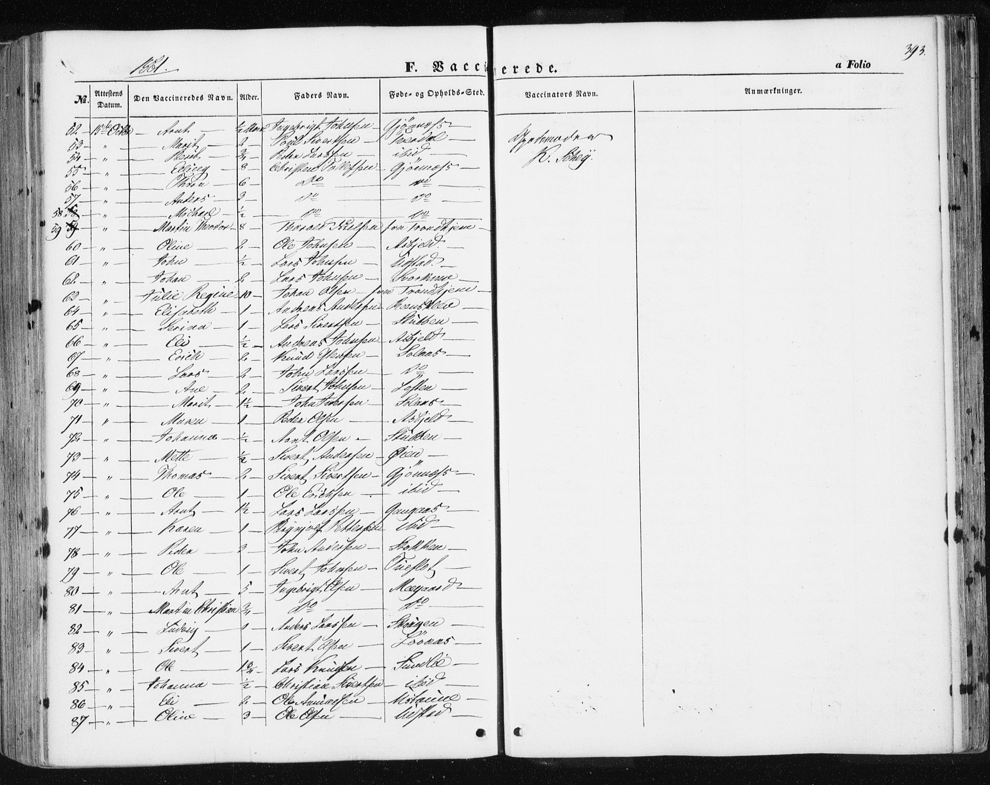 Ministerialprotokoller, klokkerbøker og fødselsregistre - Sør-Trøndelag, AV/SAT-A-1456/668/L0806: Parish register (official) no. 668A06, 1854-1869, p. 393