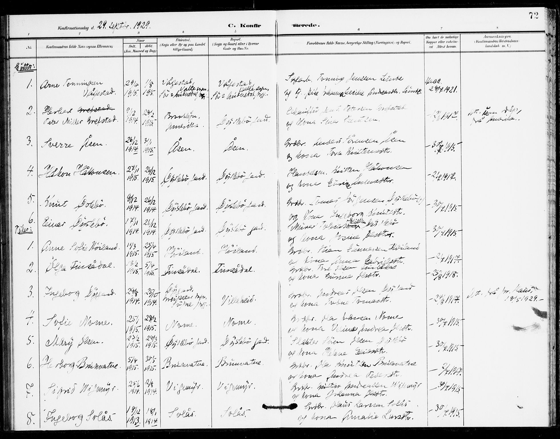 Holum sokneprestkontor, SAK/1111-0022/F/Fa/Fac/L0005: Parish register (official) no. A 5, 1908-1930, p. 72
