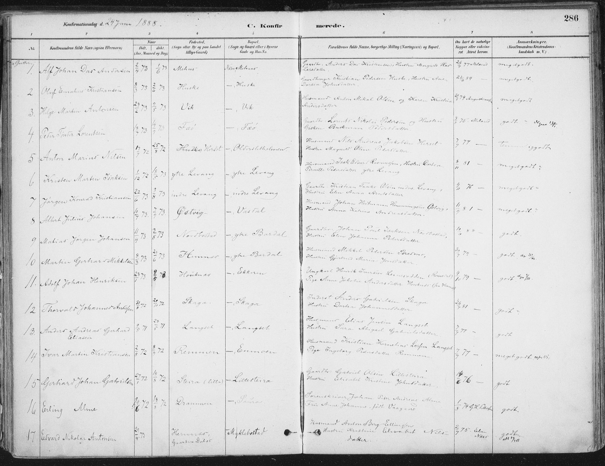 Ministerialprotokoller, klokkerbøker og fødselsregistre - Nordland, AV/SAT-A-1459/838/L0552: Parish register (official) no. 838A10, 1880-1910, p. 286