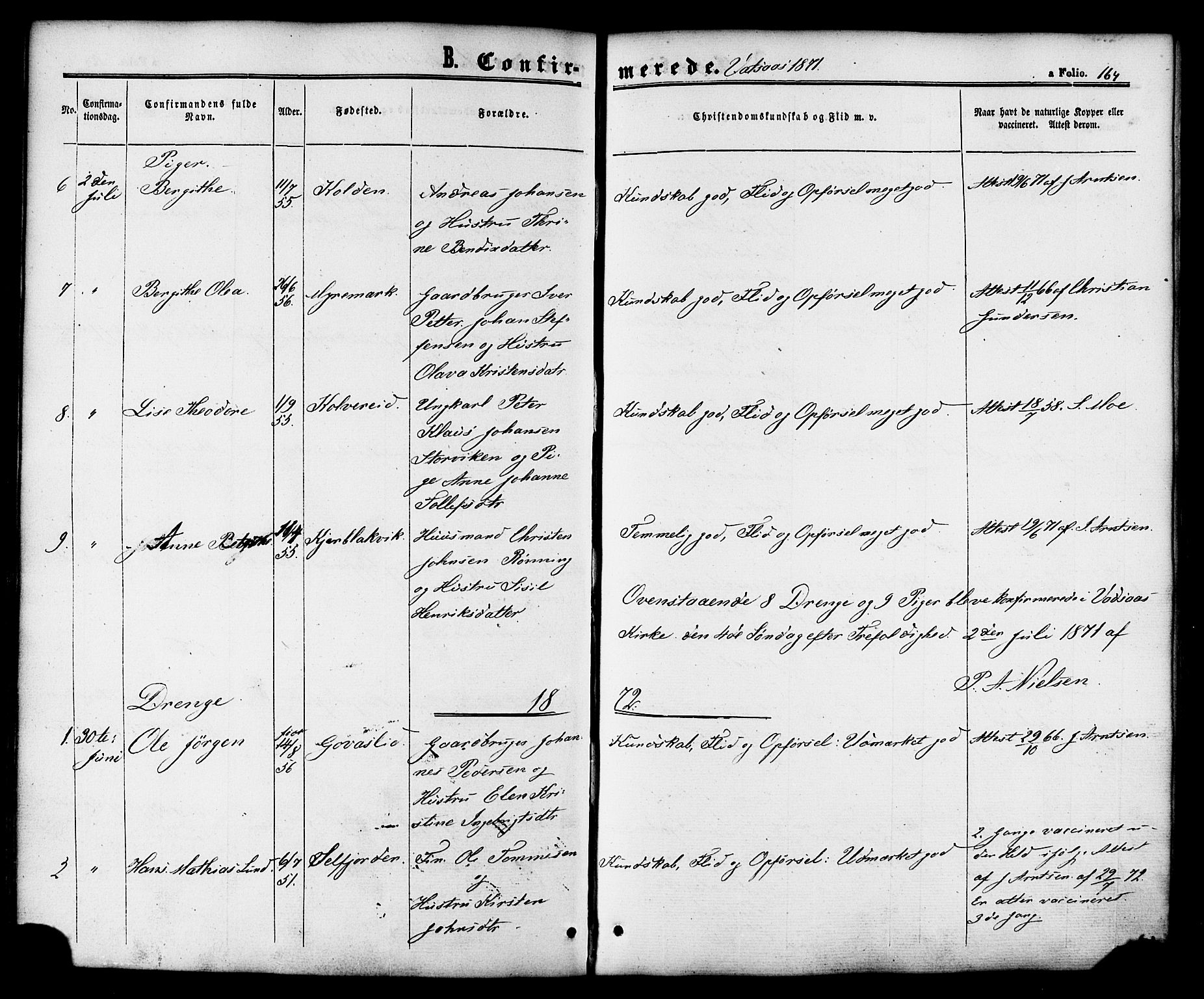 Ministerialprotokoller, klokkerbøker og fødselsregistre - Nordland, SAT/A-1459/810/L0146: Parish register (official) no. 810A08 /1, 1862-1874, p. 164