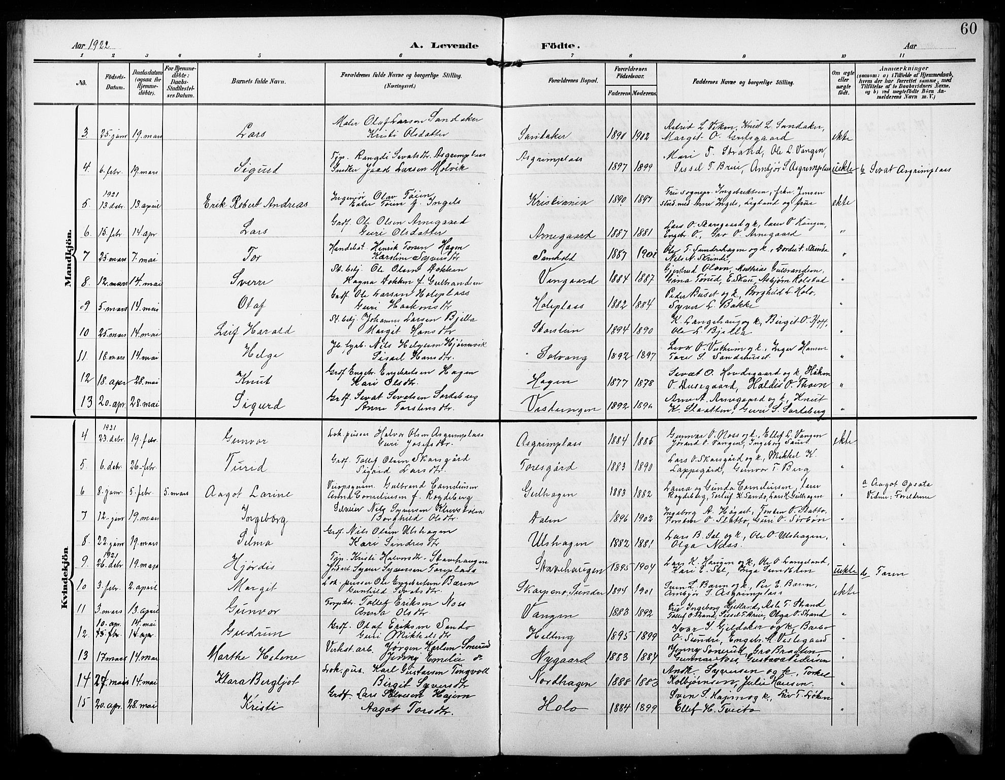 Ål kirkebøker, AV/SAKO-A-249/G/Ga/L0002: Parish register (copy) no. 2, 1904-1928, p. 60
