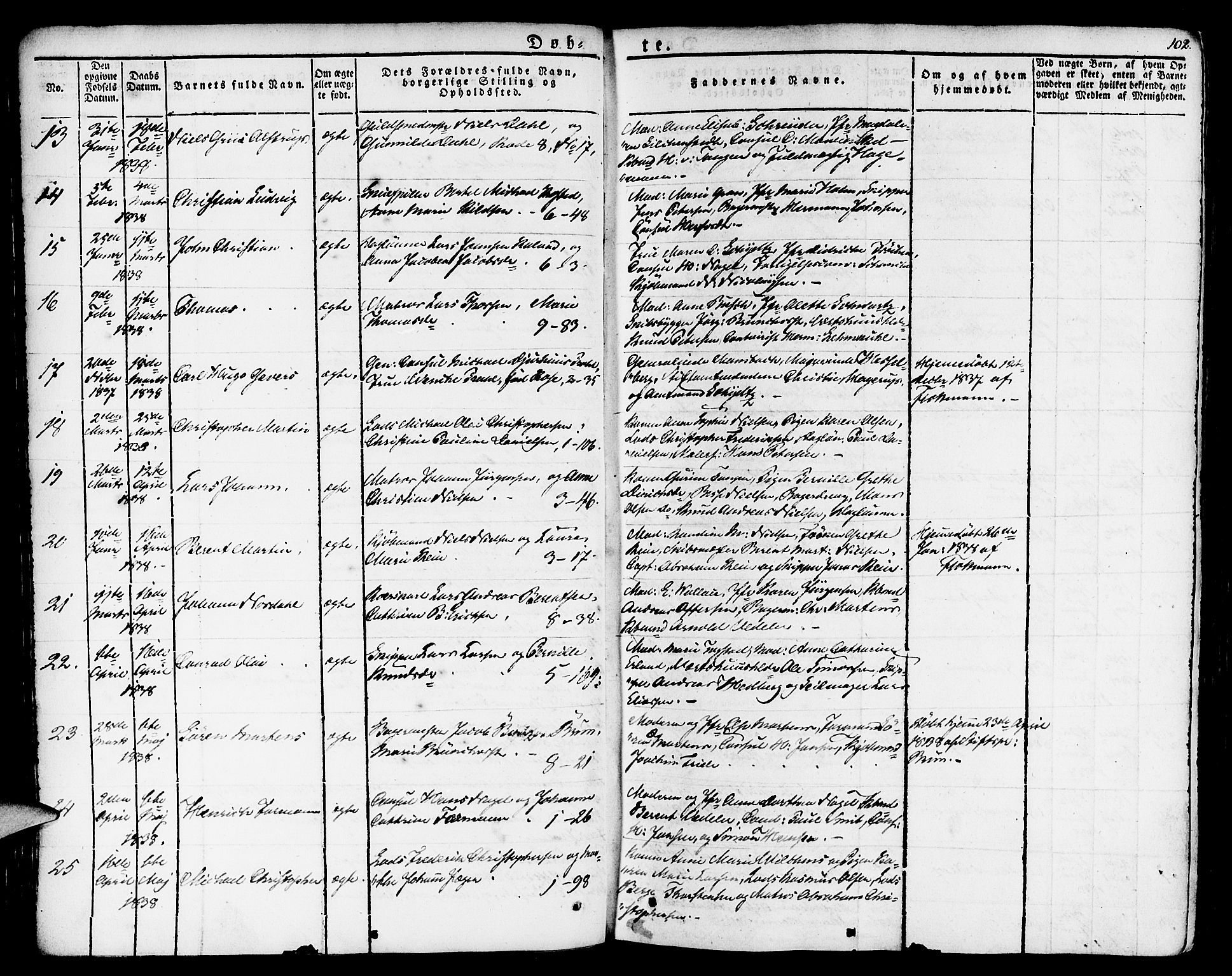 Nykirken Sokneprestembete, AV/SAB-A-77101/H/Haa/L0012: Parish register (official) no. A 12, 1821-1844, p. 102