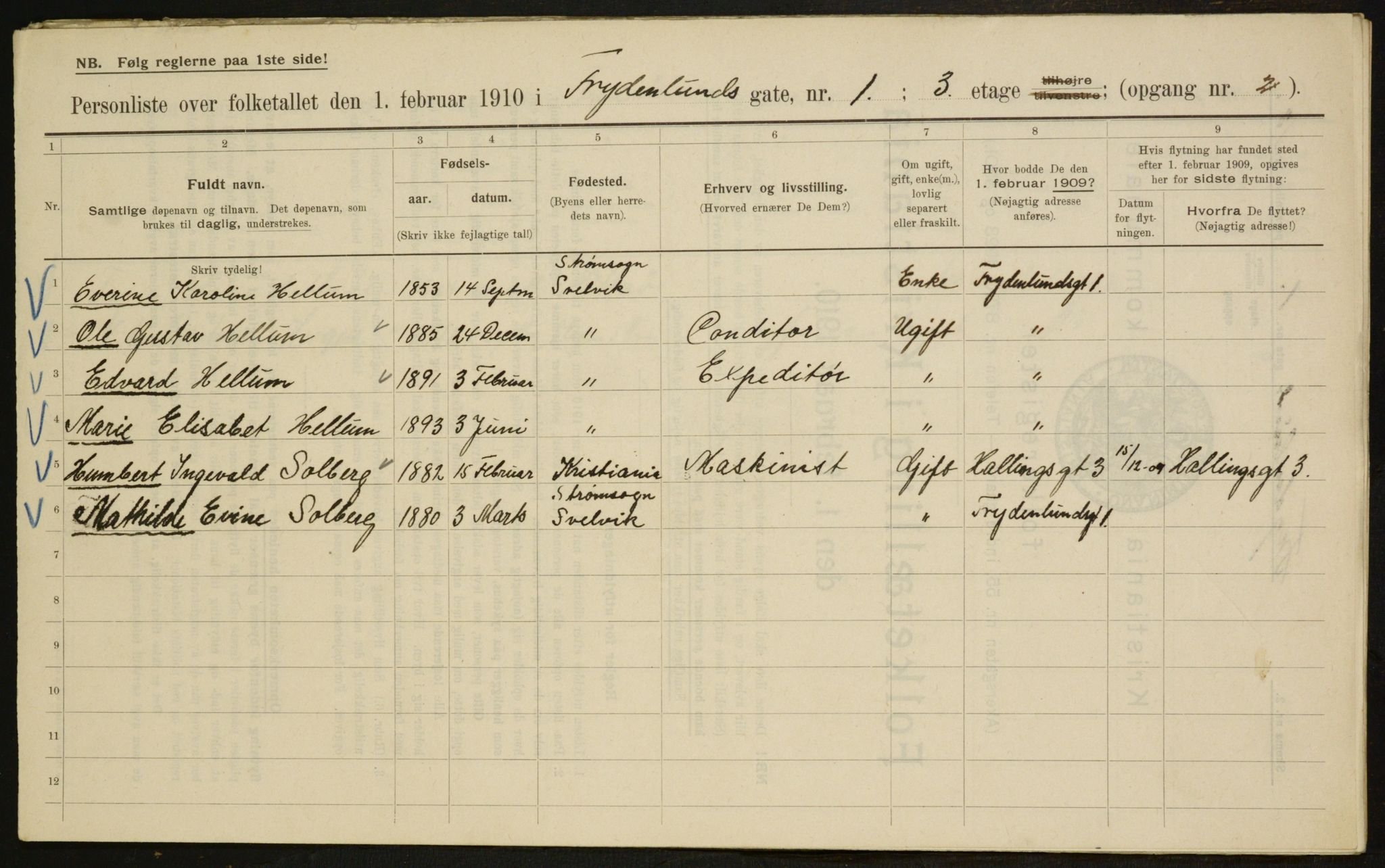 OBA, Municipal Census 1910 for Kristiania, 1910, p. 26182