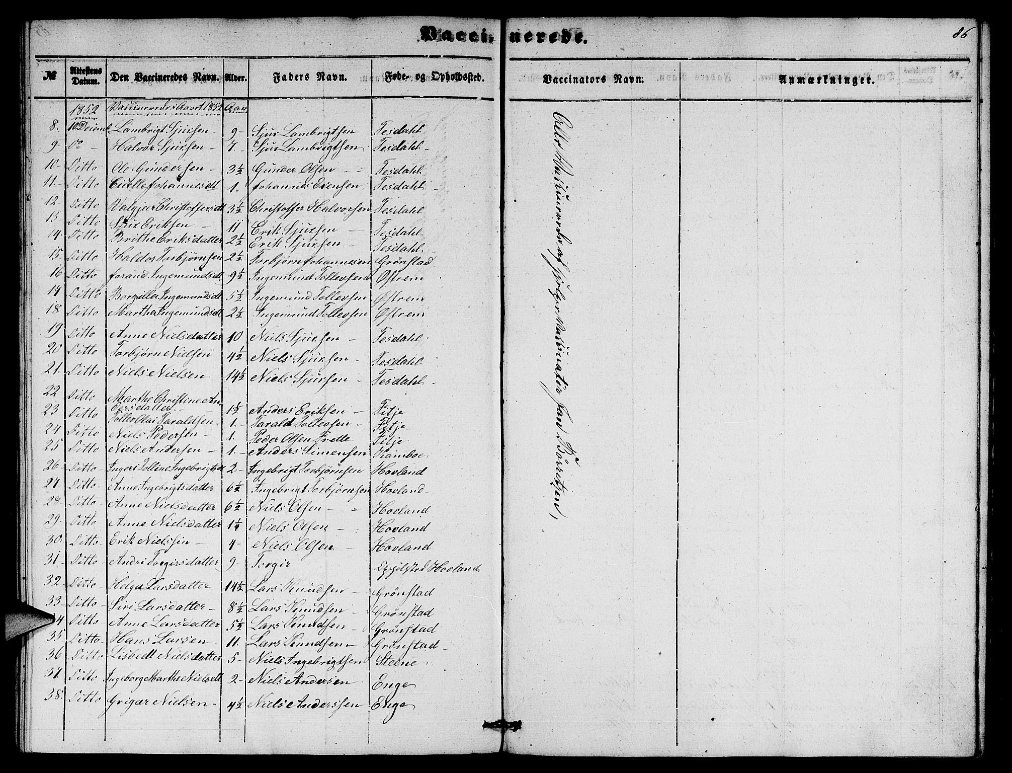 Etne sokneprestembete, SAB/A-75001/H/Hab: Parish register (copy) no. A 2, 1851-1862, p. 86