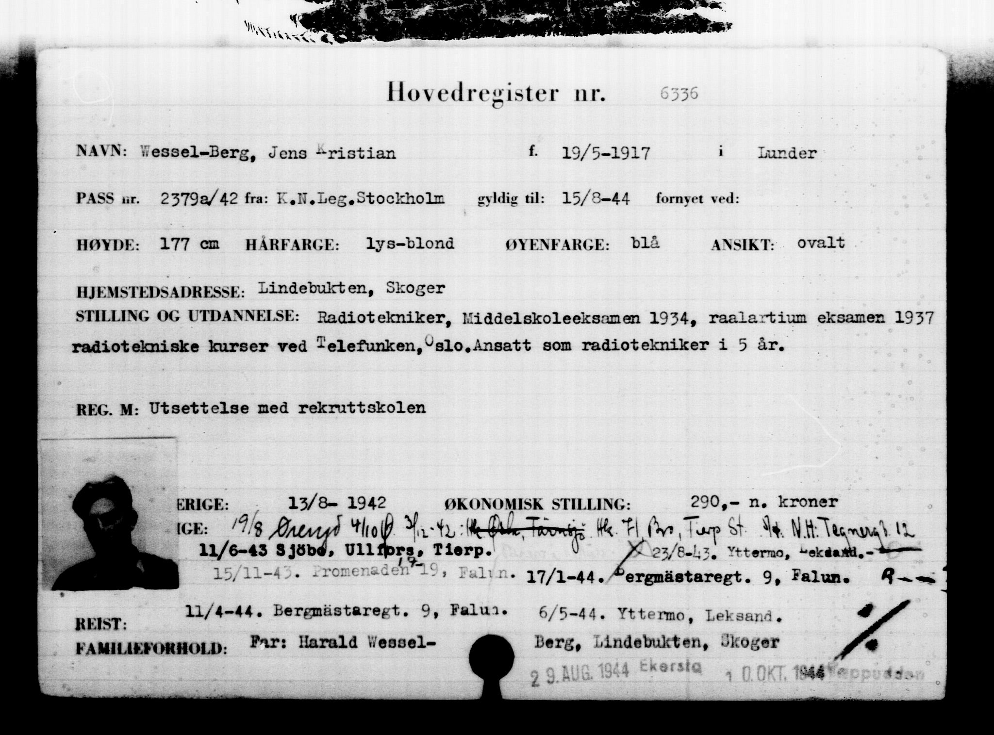 Den Kgl. Norske Legasjons Flyktningskontor, AV/RA-S-6753/V/Va/L0004: Kjesäterkartoteket.  Flyktningenr. 3496-6610, 1940-1945, p. 3355